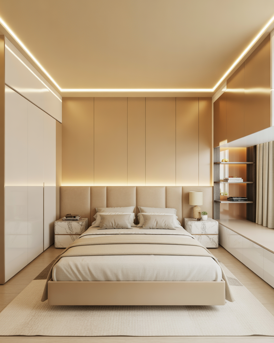 Marble Glow Minimalism Bedroom