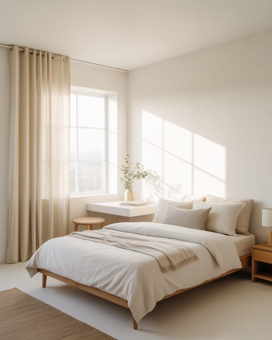 Soft Golden Light Bedroom