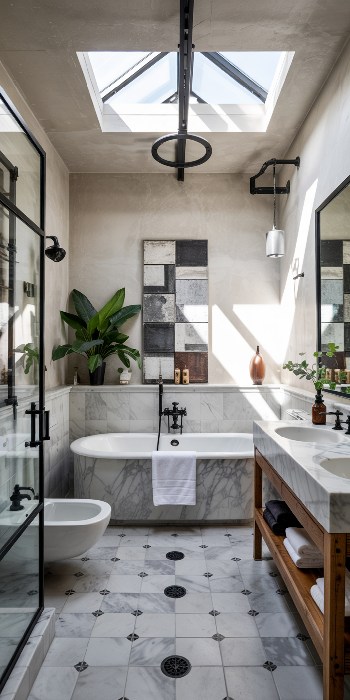 Luxury Bathroom with Skylight