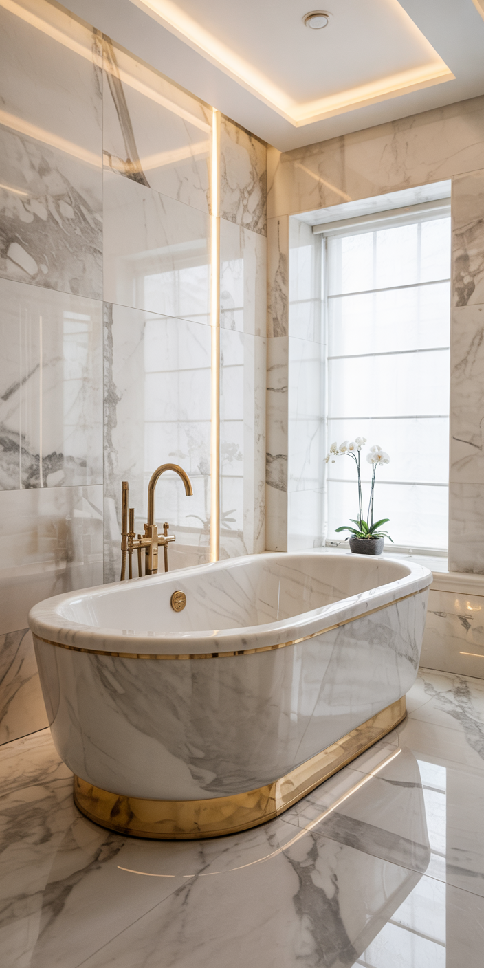 Marble and Gold Statement Bathroom
