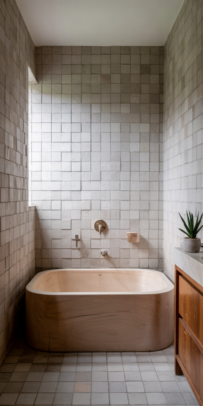 Tiny Wooden Bathtub Corner Bathroom