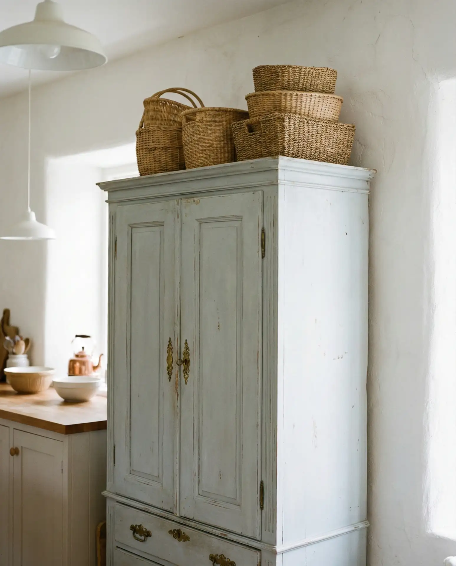 Antique Armoire as Kitchen Pantry 1