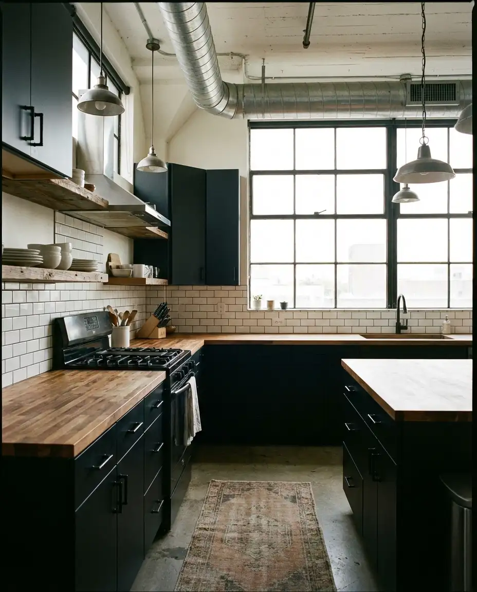 Black Cabinets in Industrial Loft Style 2