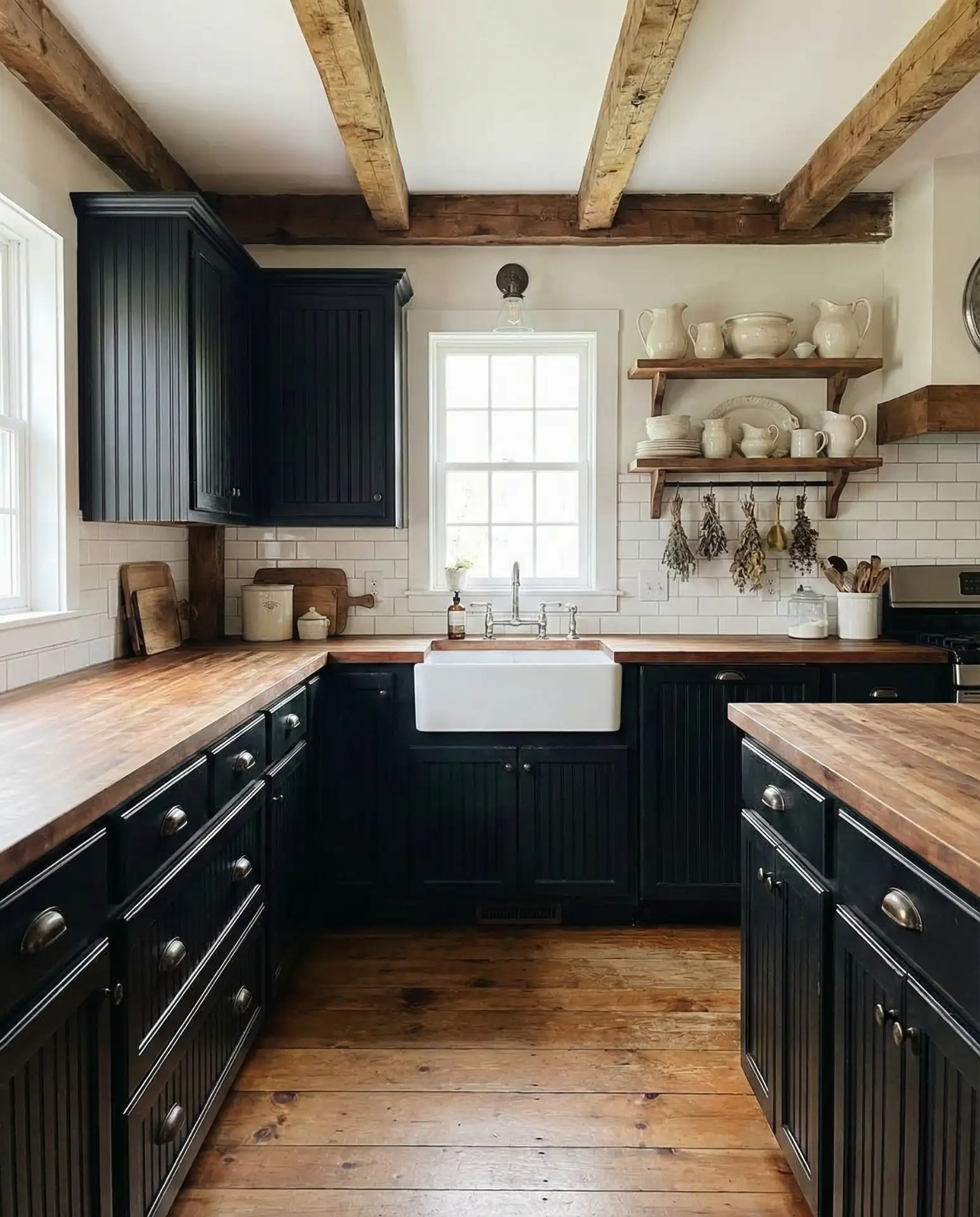 Black Cabinets in Vintage-Inspired Farmhouse 1
