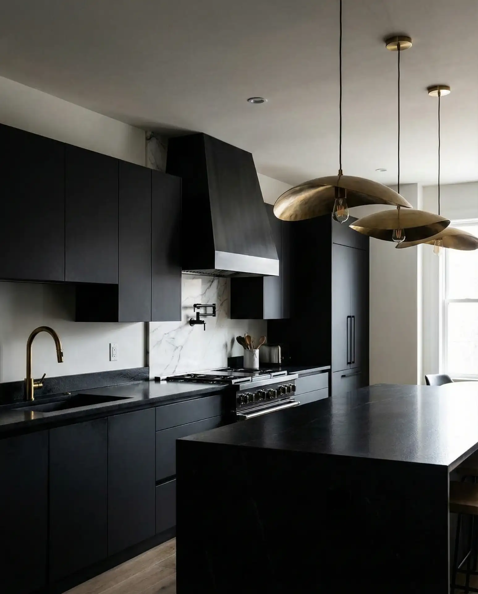 Black Cabinets with Black Countertops for Drama 1