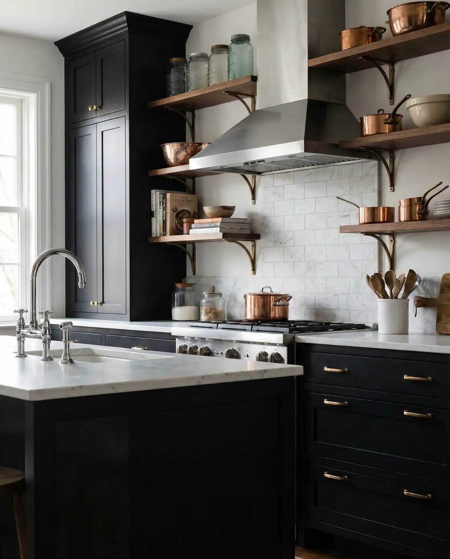 Black Cabinets with Mixed Metal Accents 2
