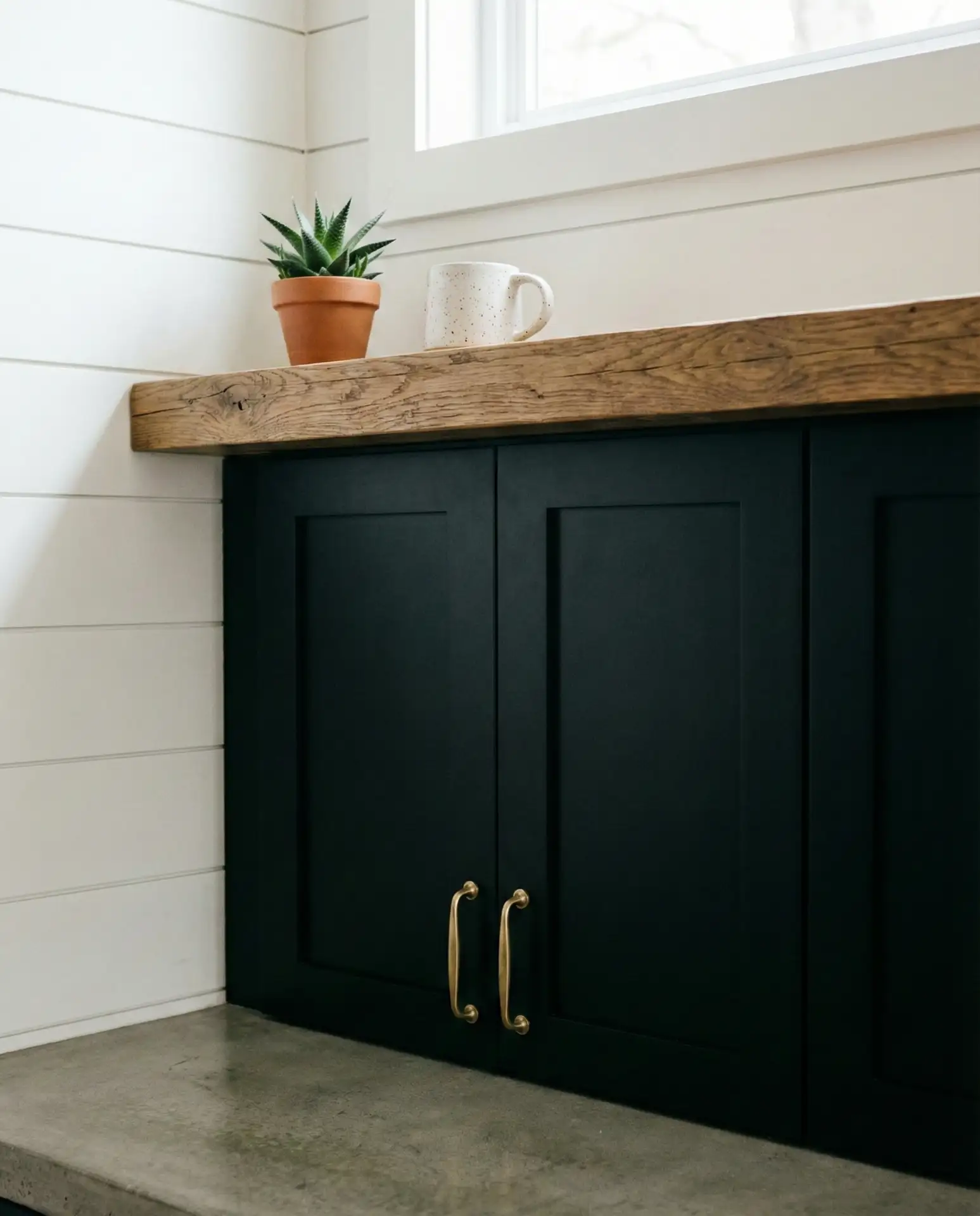 Black Cabinets with Soft White Walls 2