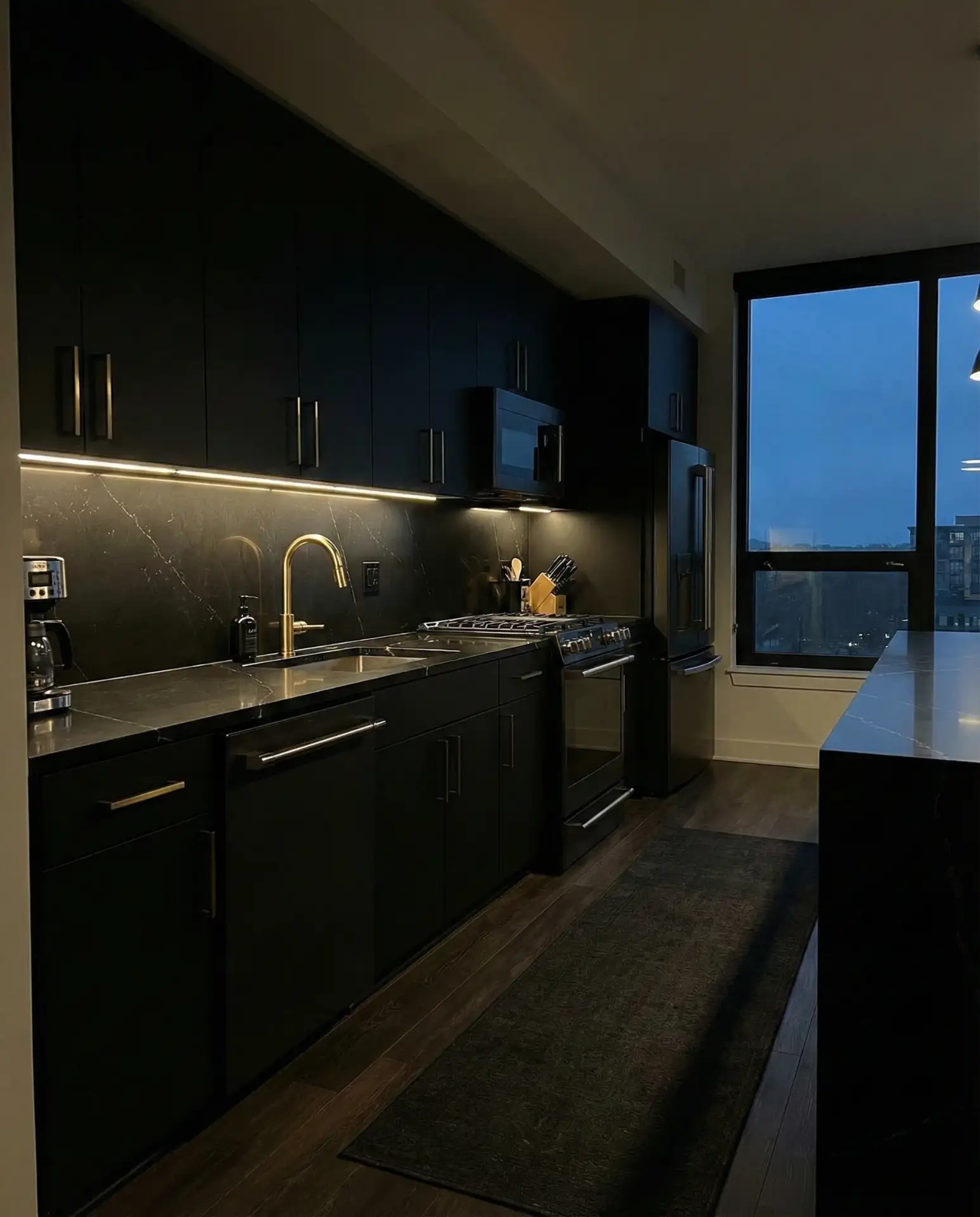 Black Cabinets with Wood and Natural Accents 1