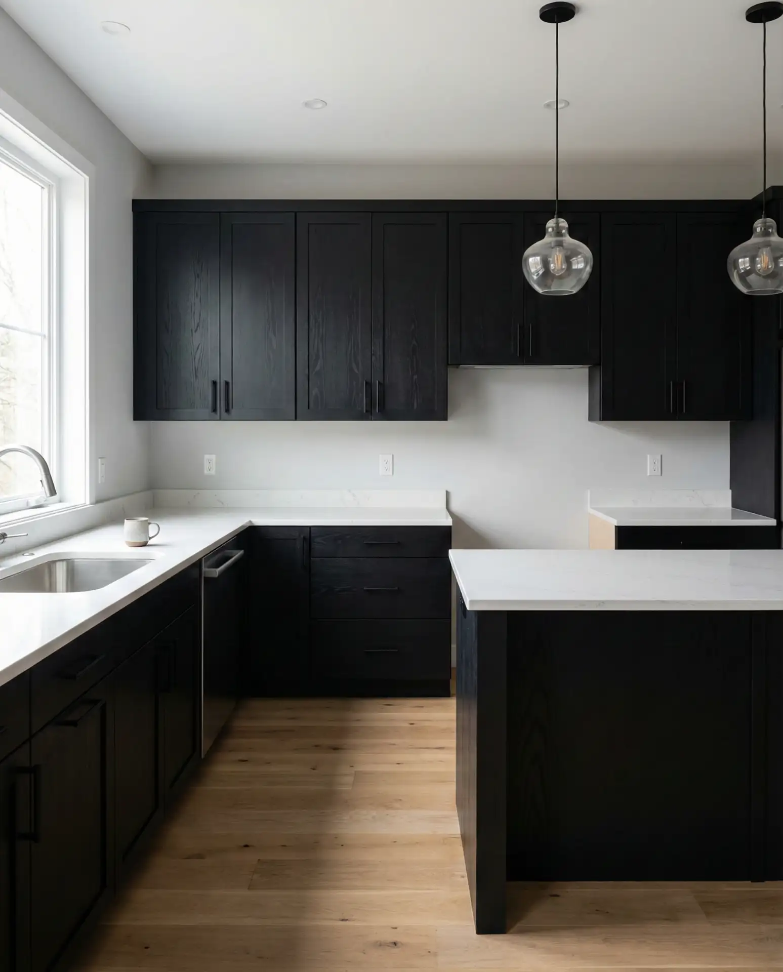 Black Stained Wood Cabinets for Rich Texture 1