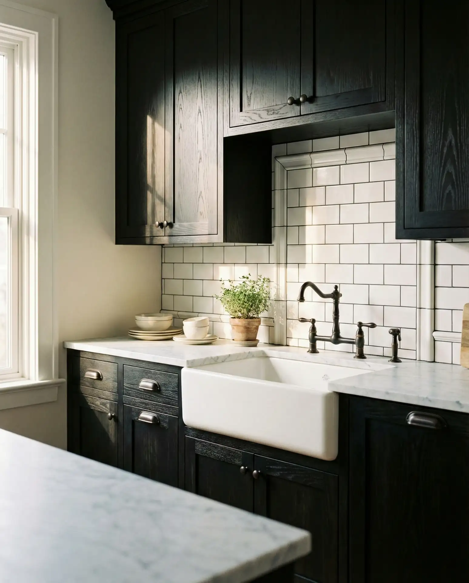 Black Stained Wood Cabinets for Rich Texture 2