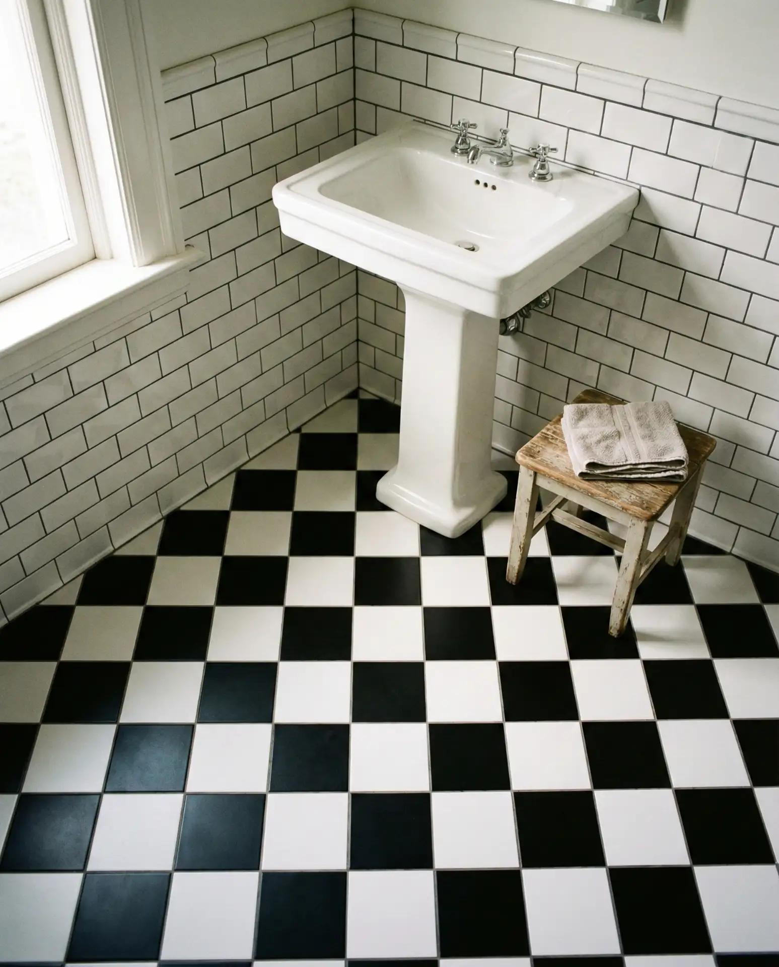 Black and White Checkered Floor for Vintage Charm 1