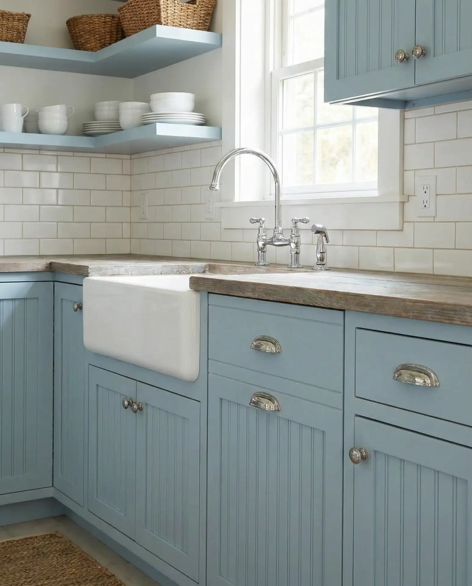 Blue Beadboard Kitchen with Coastal Style 1