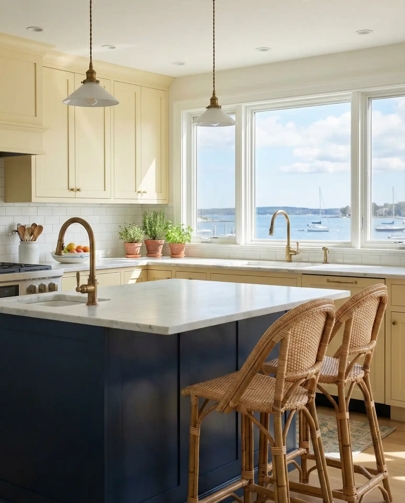 Blue and Yellow Coastal Kitchen 1