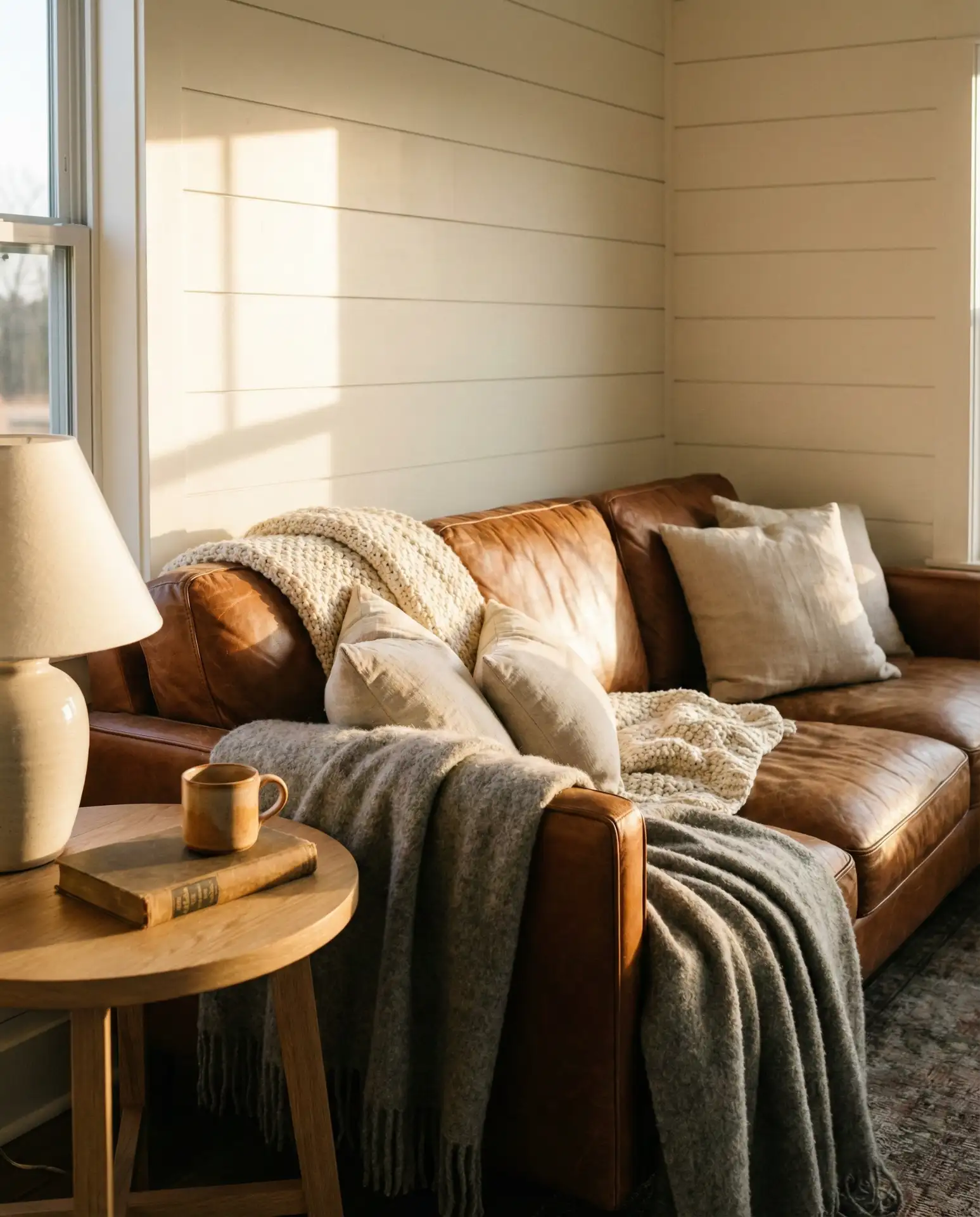 Brown Couch with Layered Neutrals 2