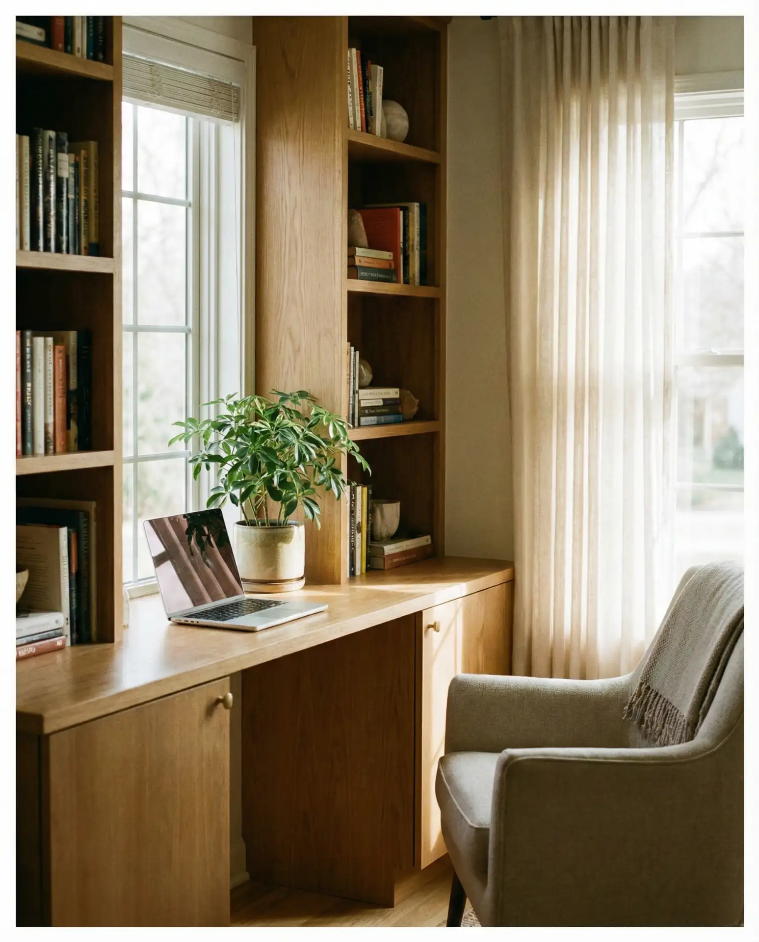 Built-In Desk and Shelving Combo 1