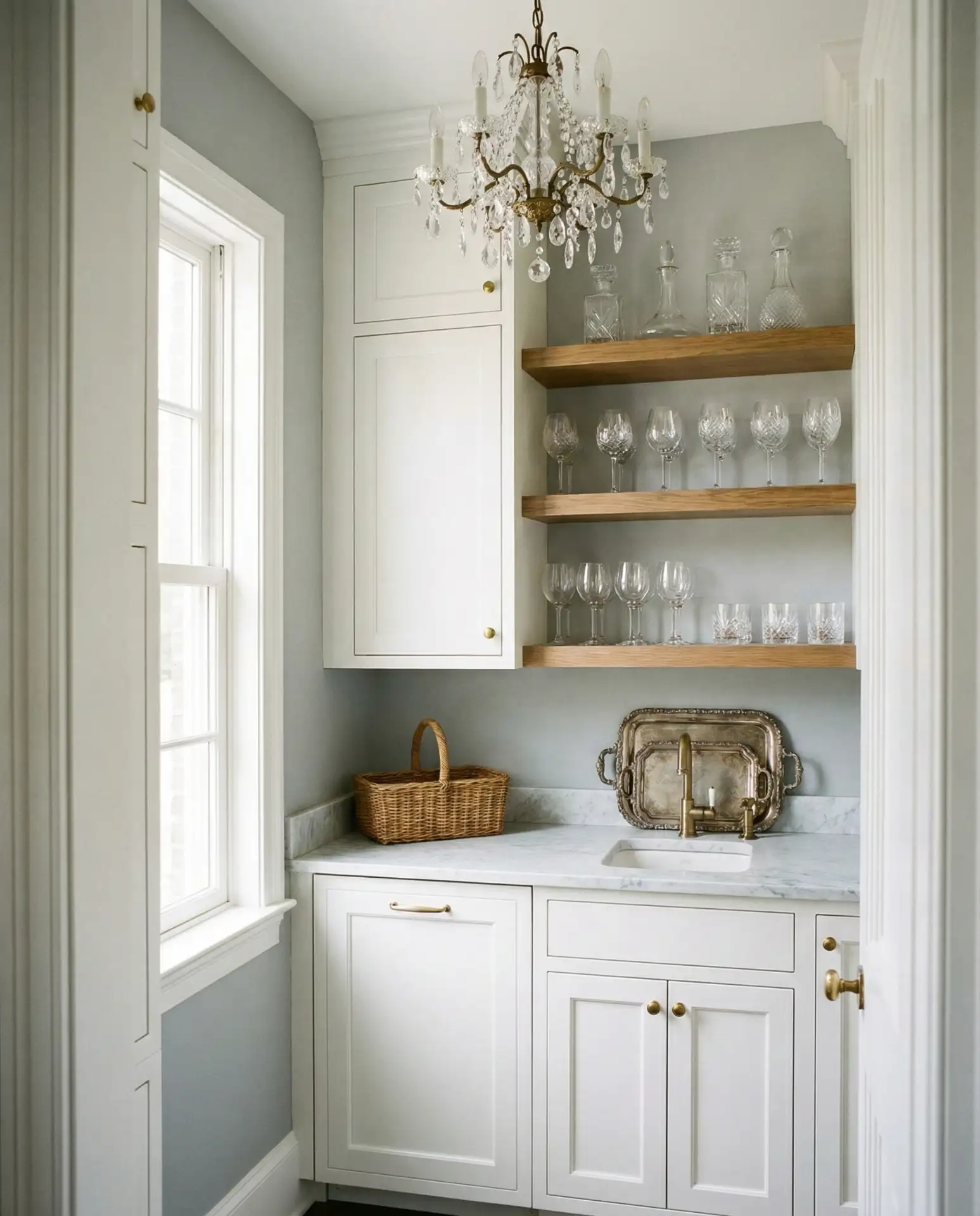 Butler's Pantry with Wine Storage and Glassware Display 2