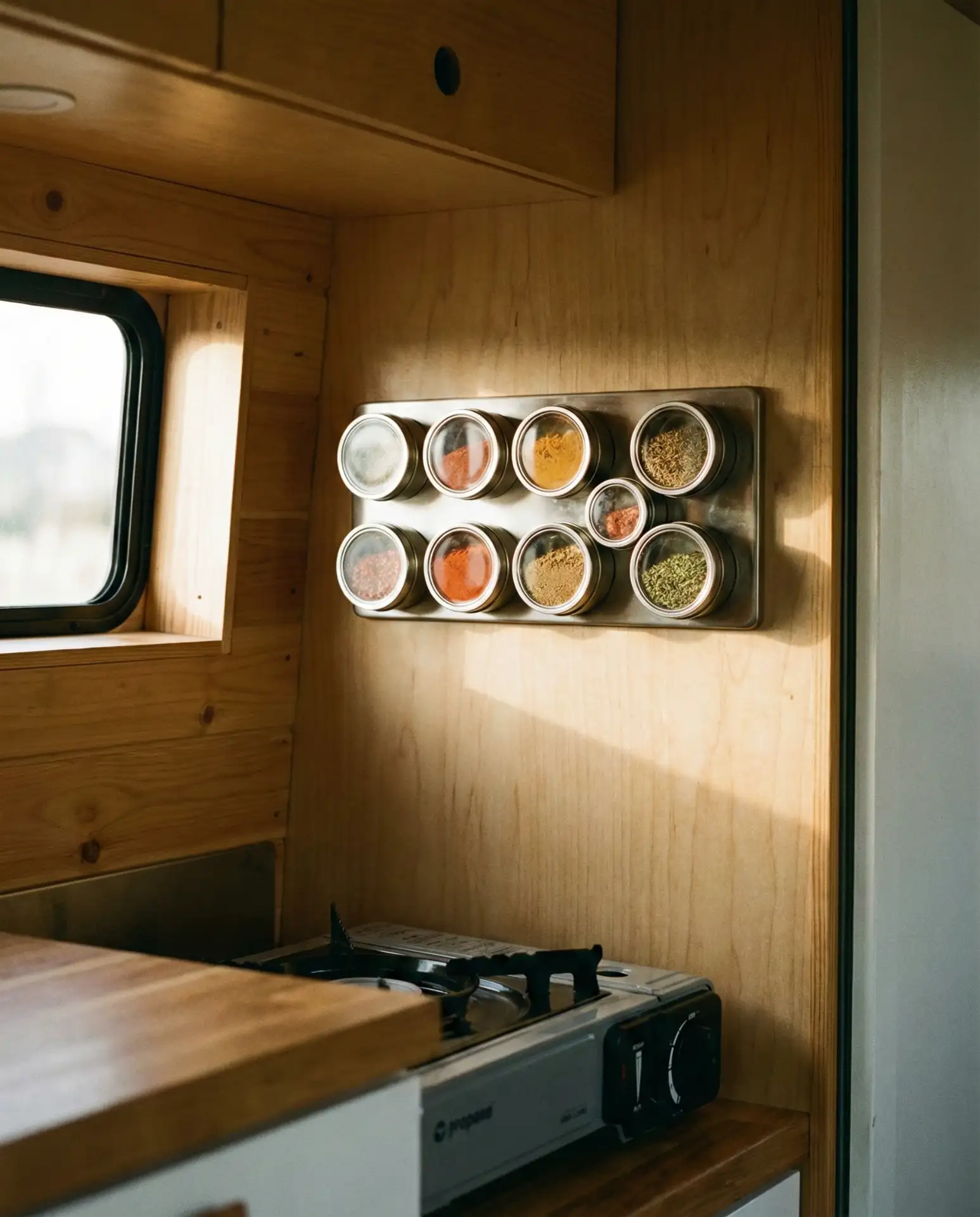 Camper Kitchen Magnetic Spice Jars 1