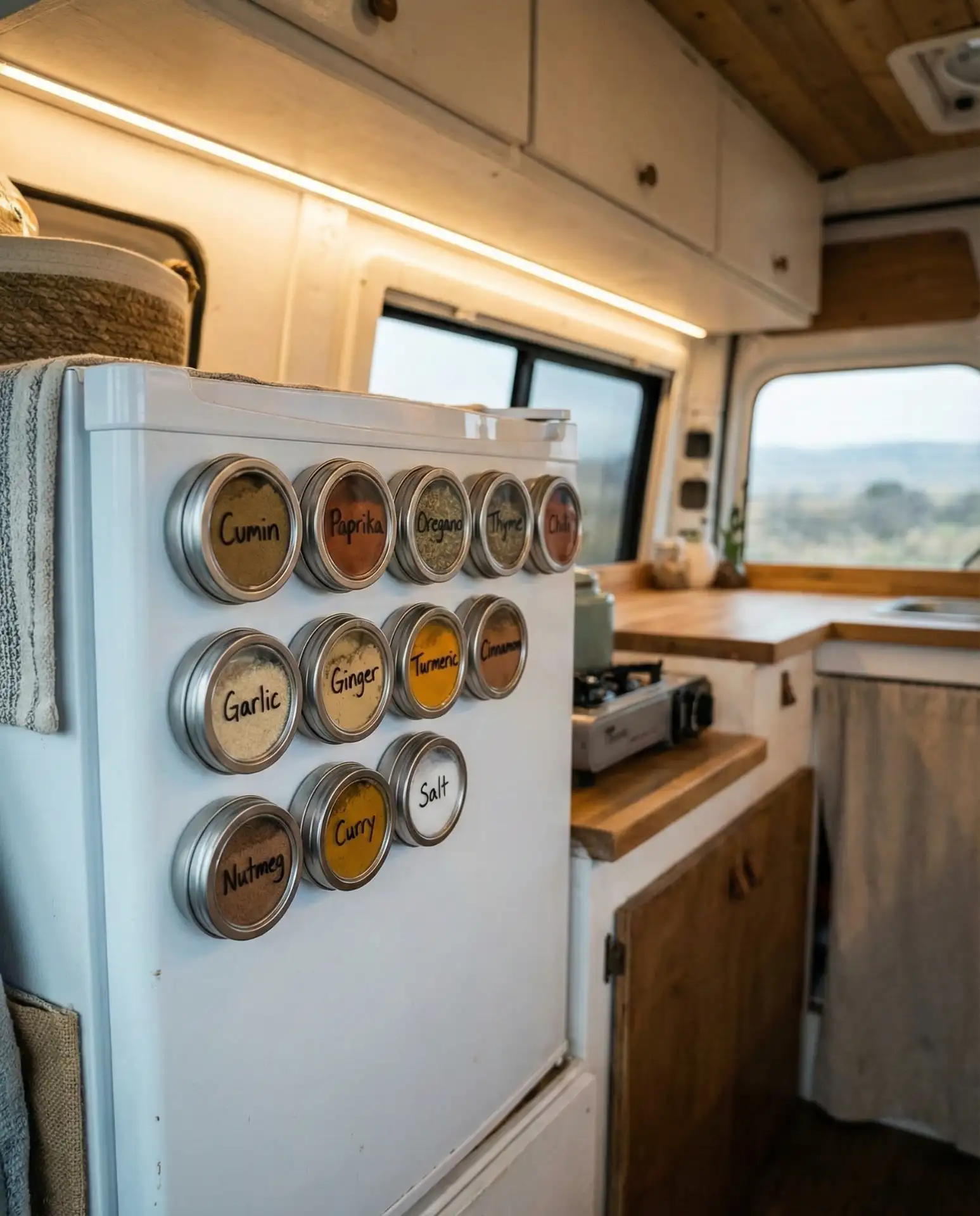 Camper Kitchen Magnetic Spice Jars 2
