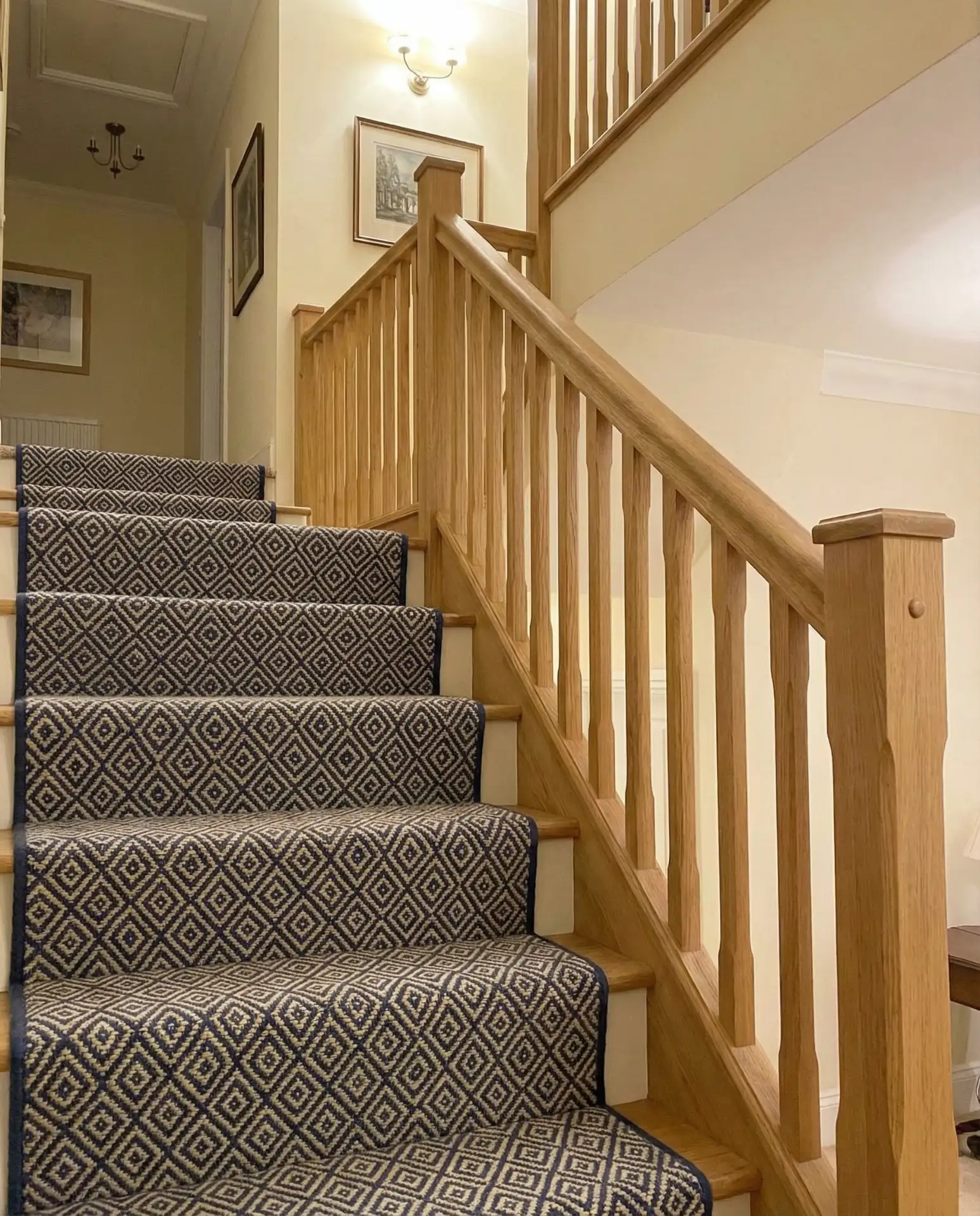 Carpeted Staircase with Geometric Pattern 1