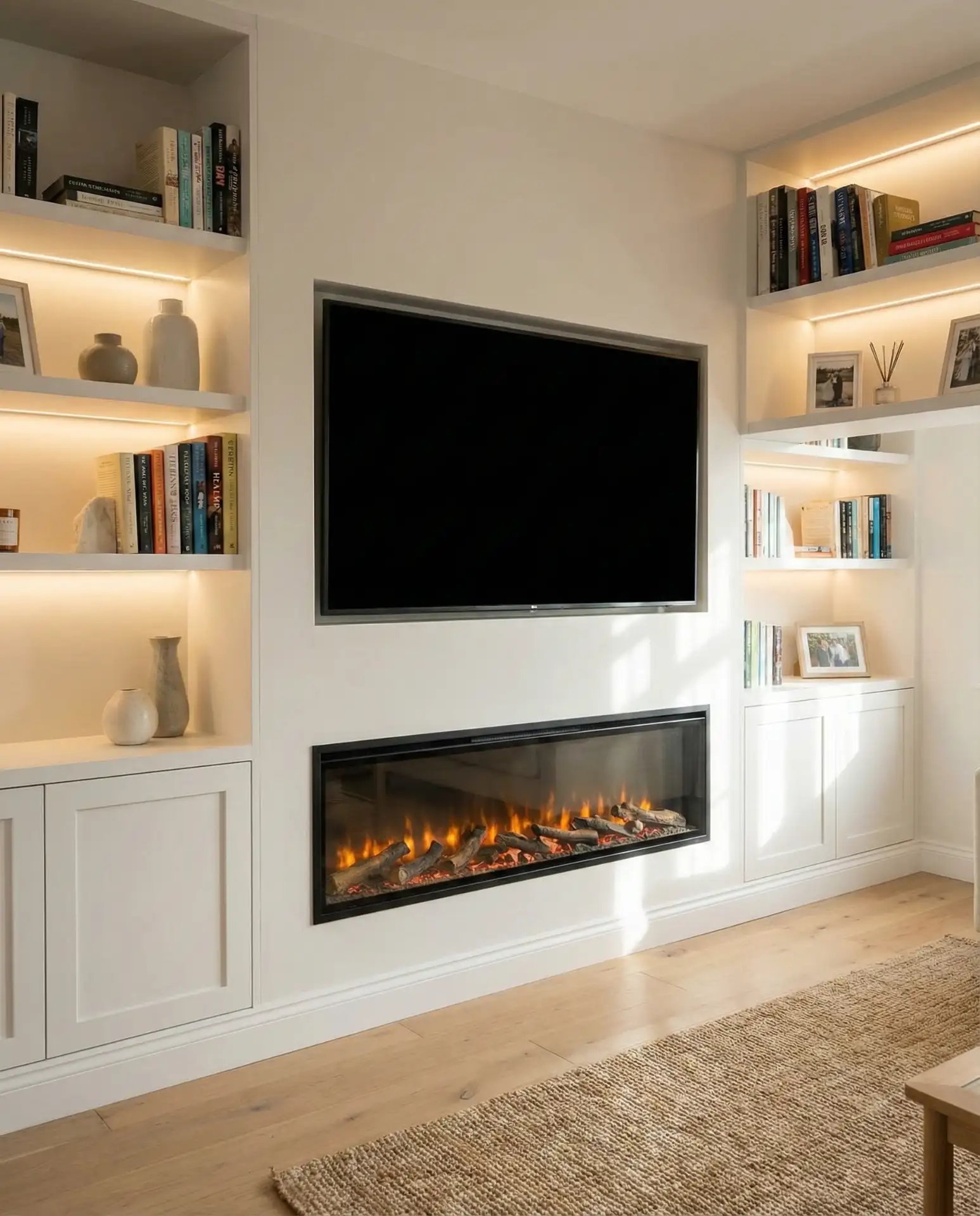 Combination TV and Electric Fireplace Wall 1