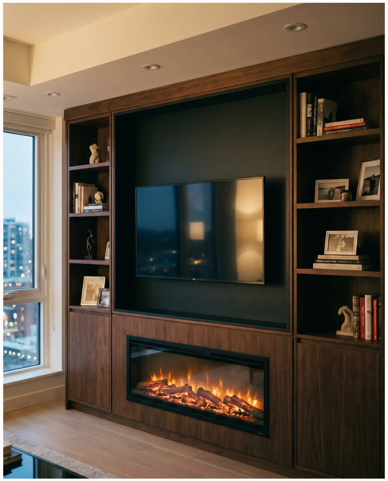 Combination TV and Electric Fireplace Wall 2