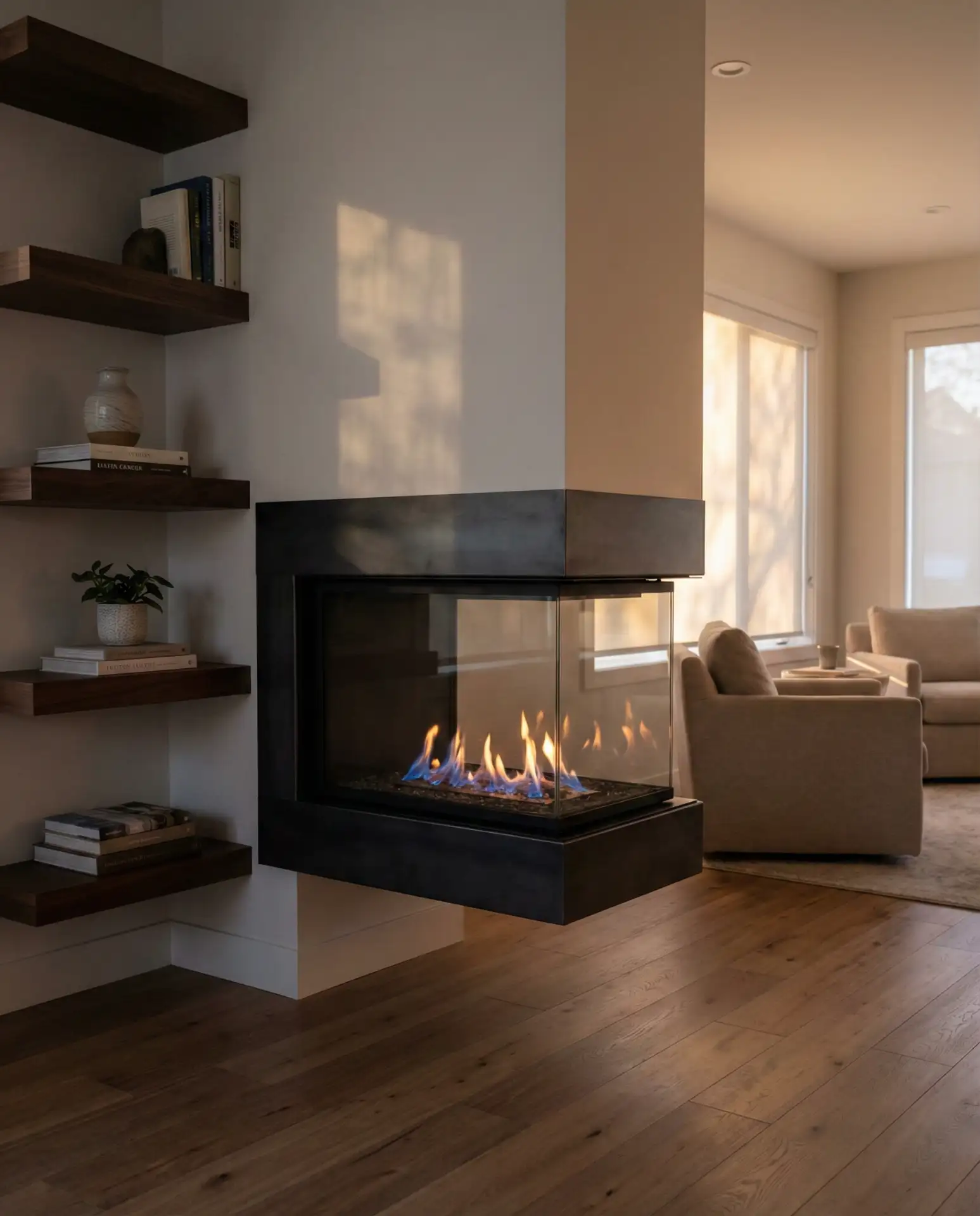 Corner Fireplace Built-Ins 2