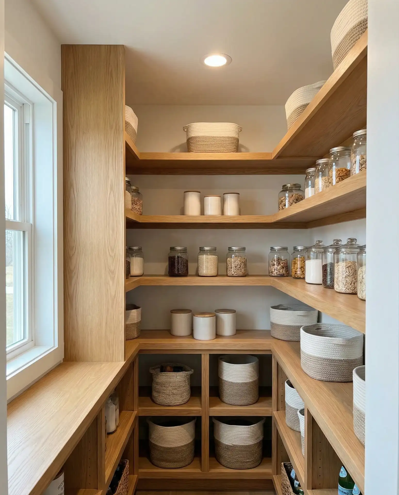 Corner Walk-In Pantry with L-Shaped Shelving 2