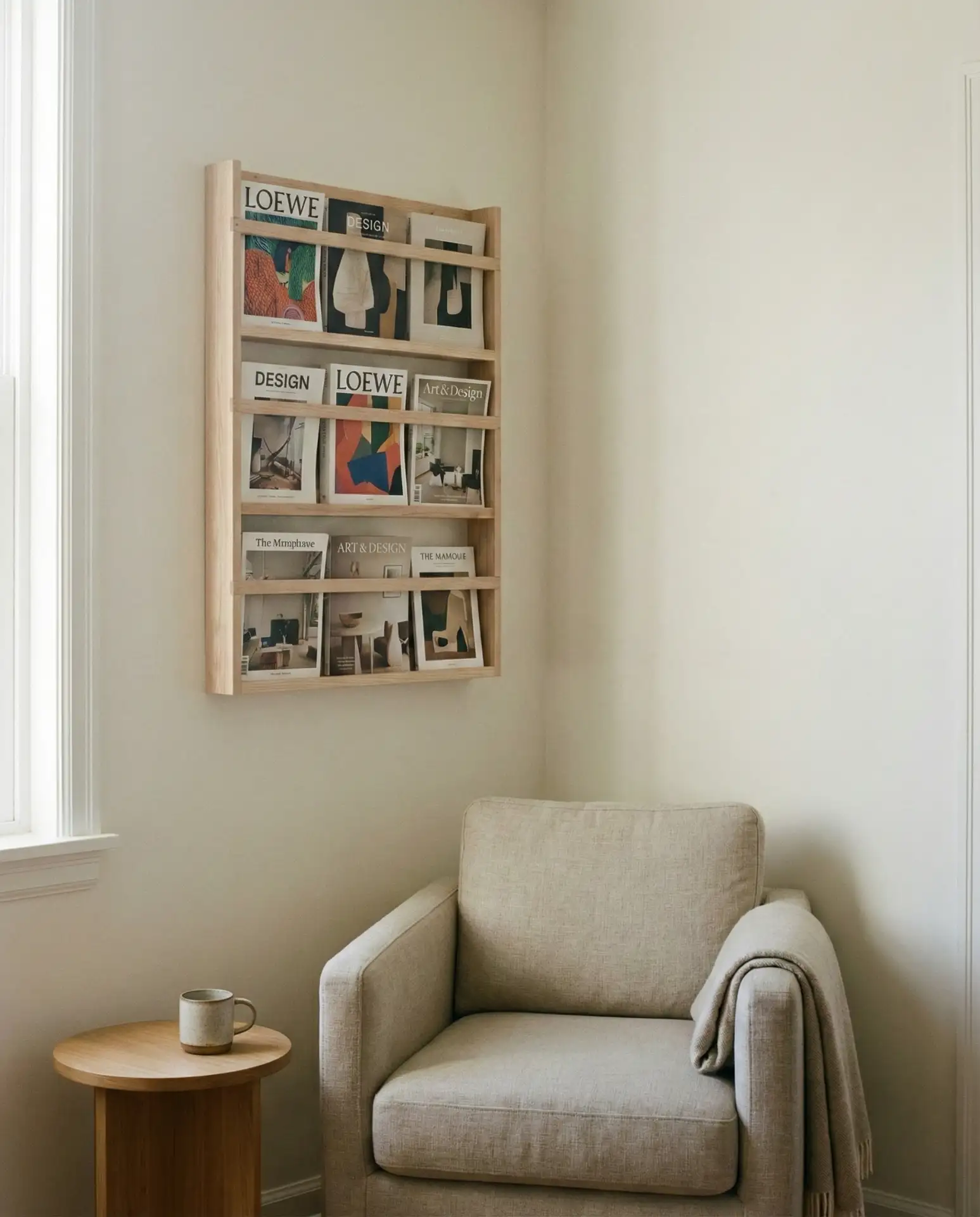 Corner with Wall-Mounted Magazine Rack 2