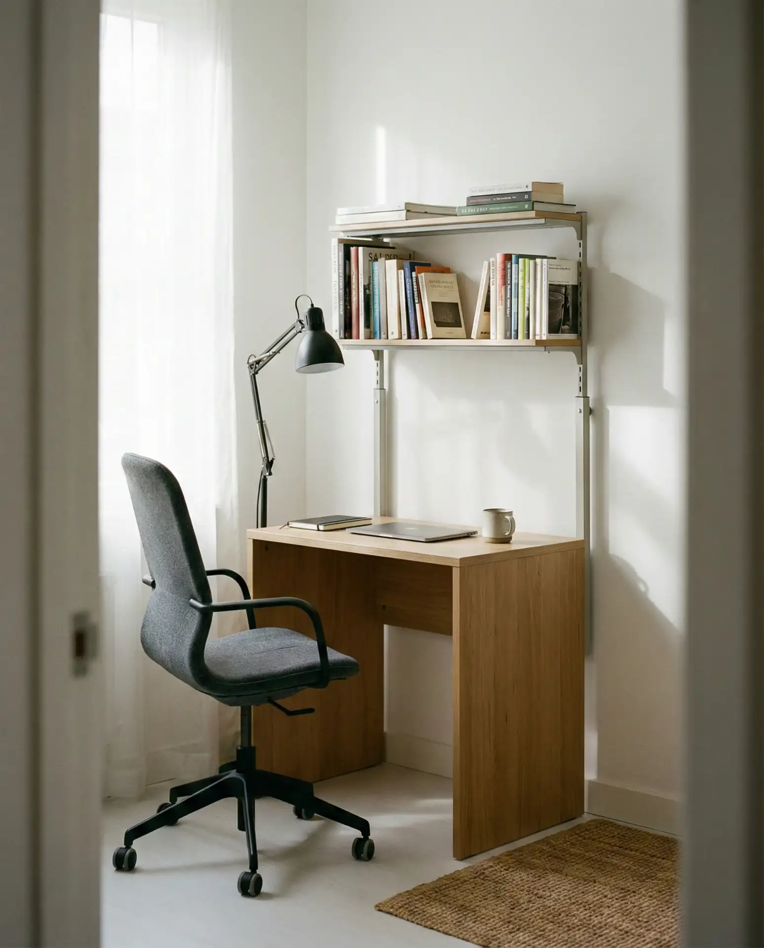 Corner with a Swing Shelf and Floating Desk 2