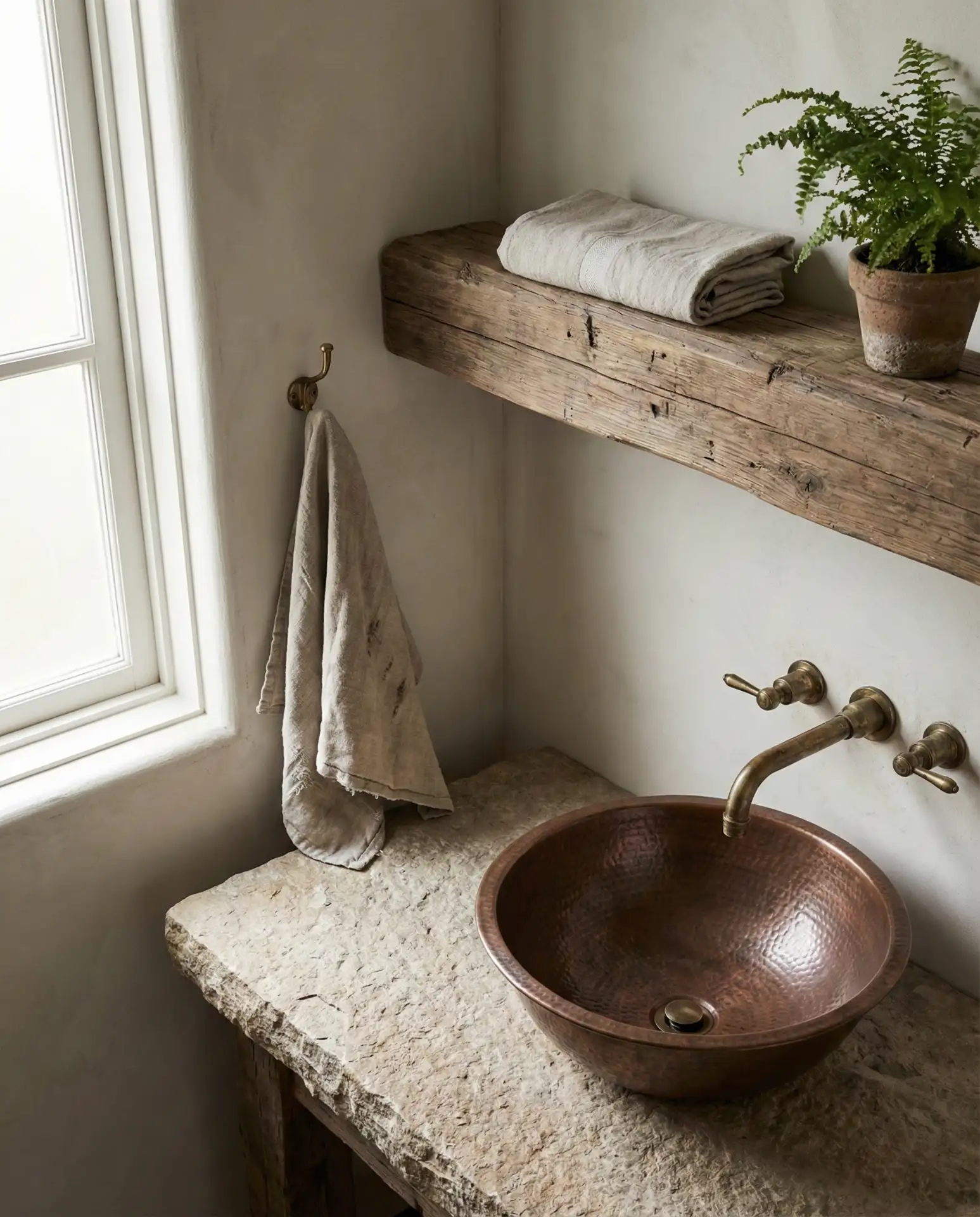 Country Western Bathroom with Copper Fixtures 1