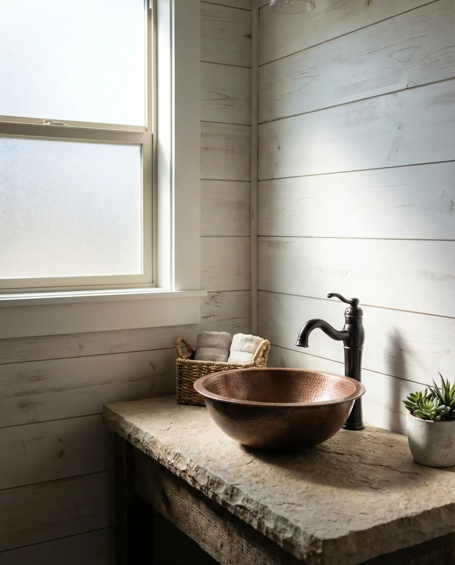 Country Western Bathroom with Copper Fixtures 2
