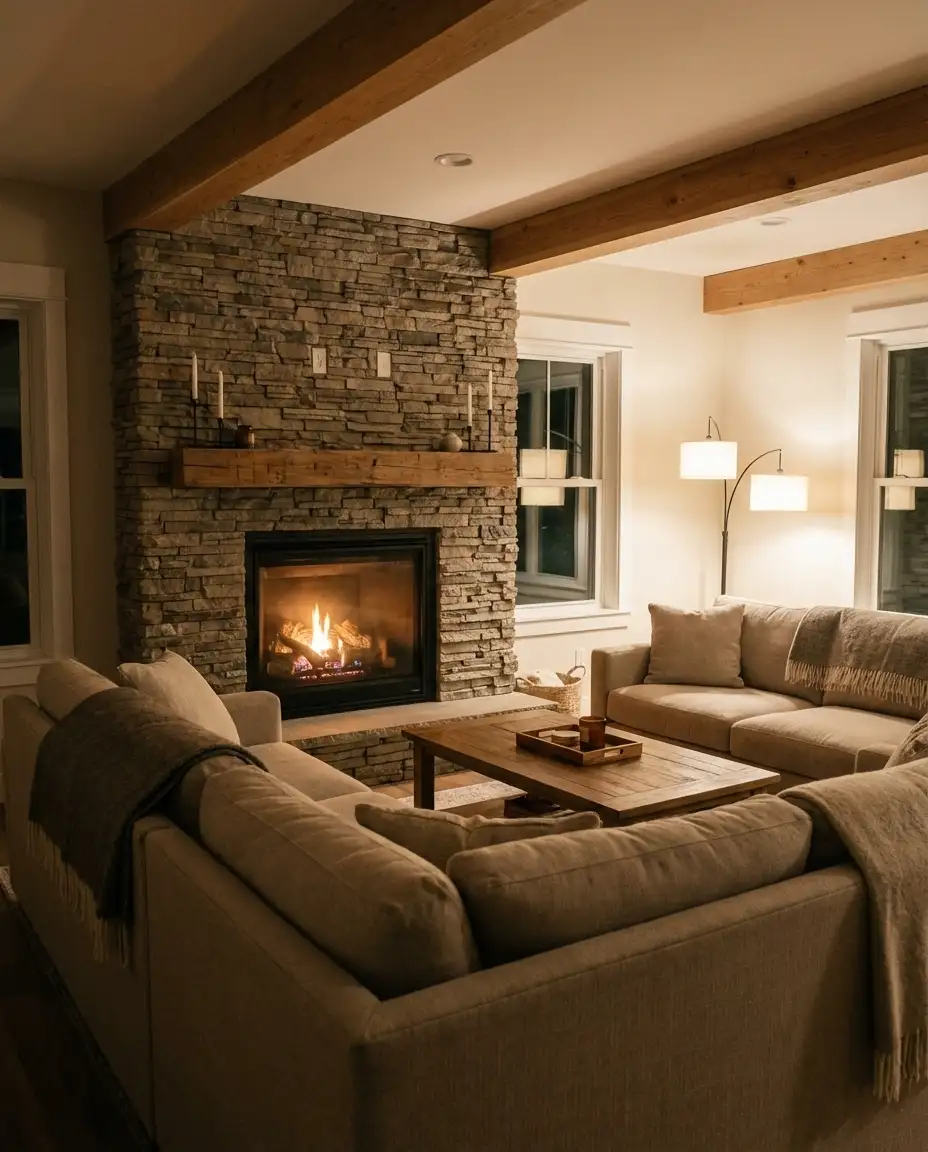 Cozy Fireplace Surround with Stone 1