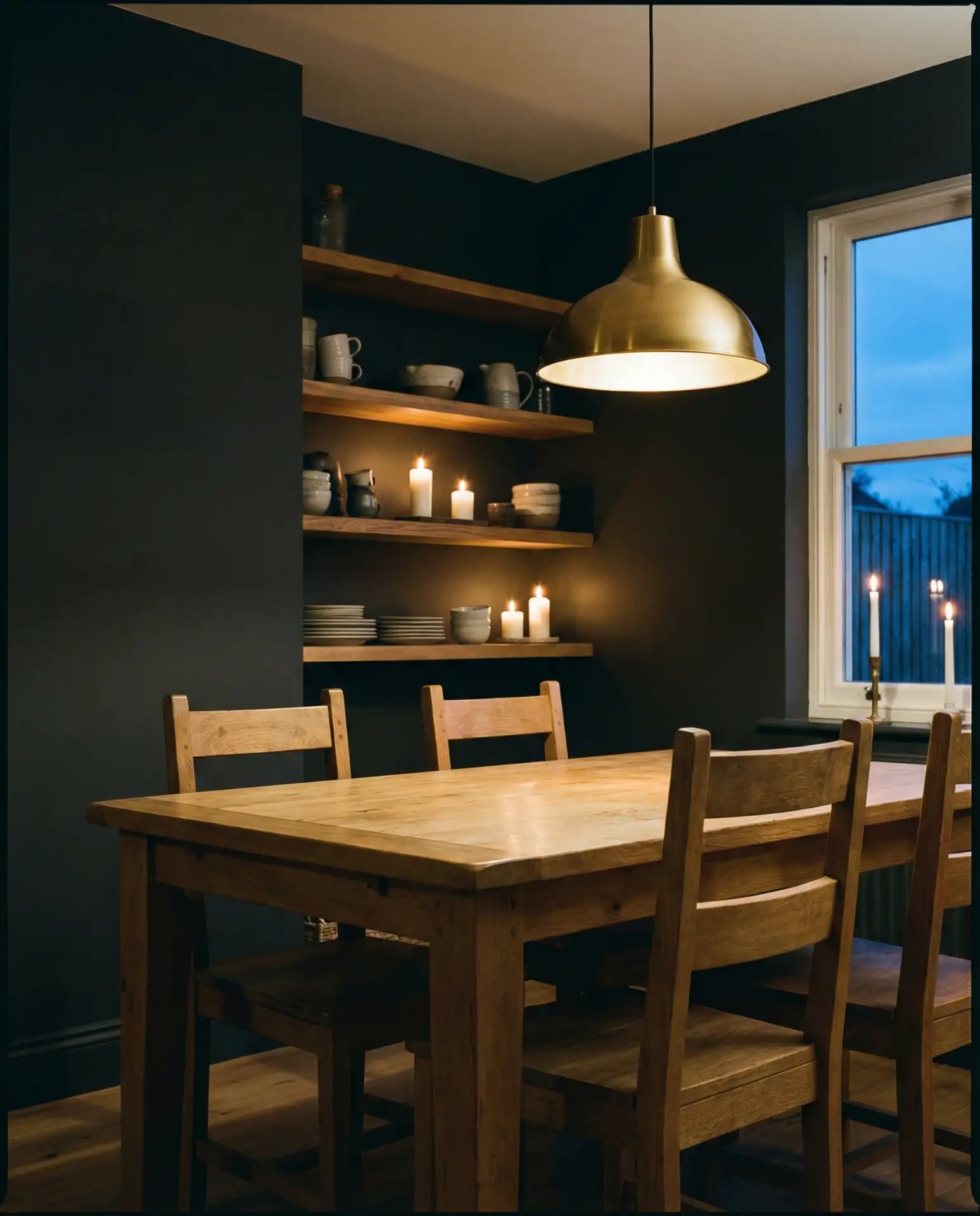Dark Moody Walls with Natural Wood Accents 1