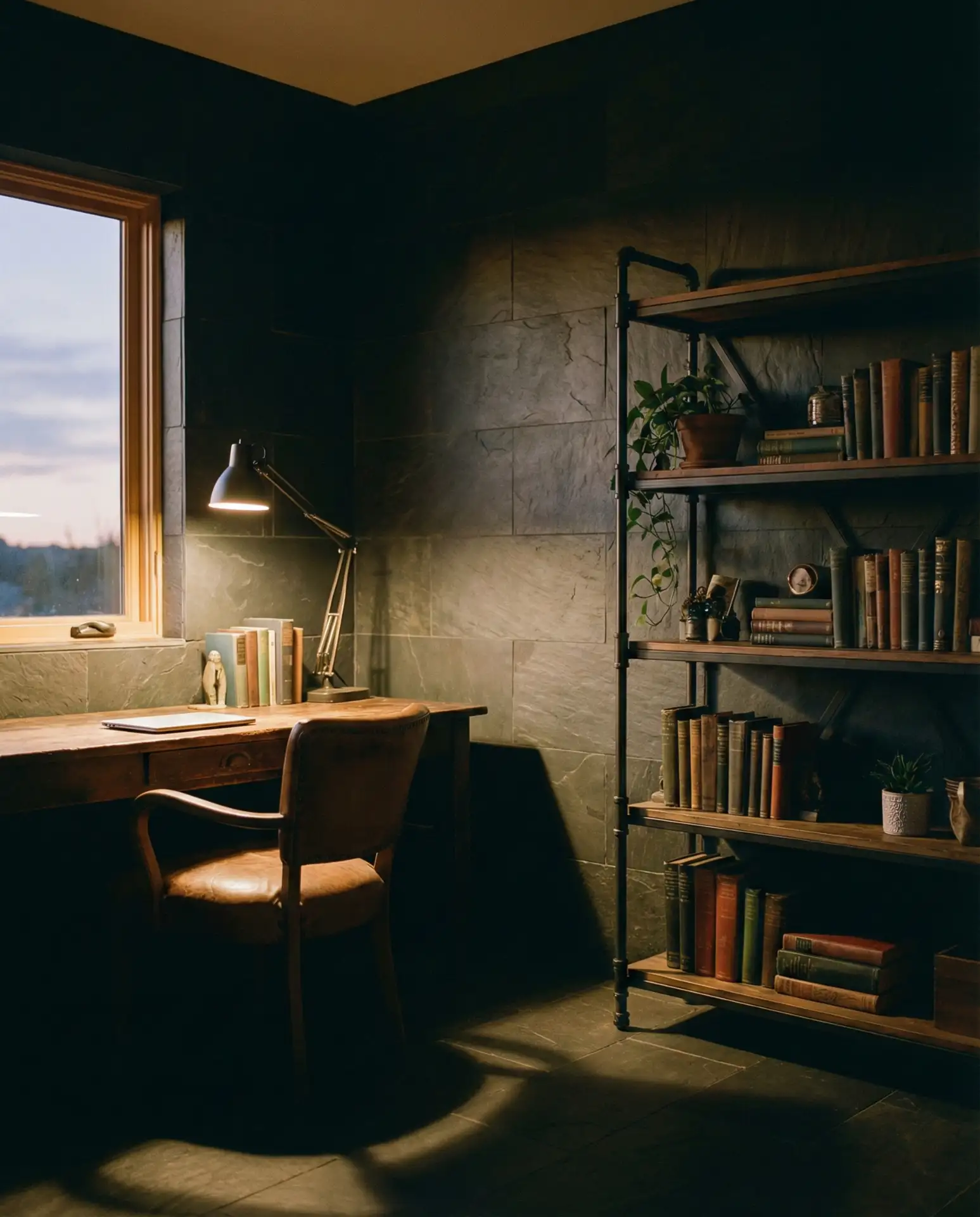 Dark Moody Western Den with Charcoal Walls 2