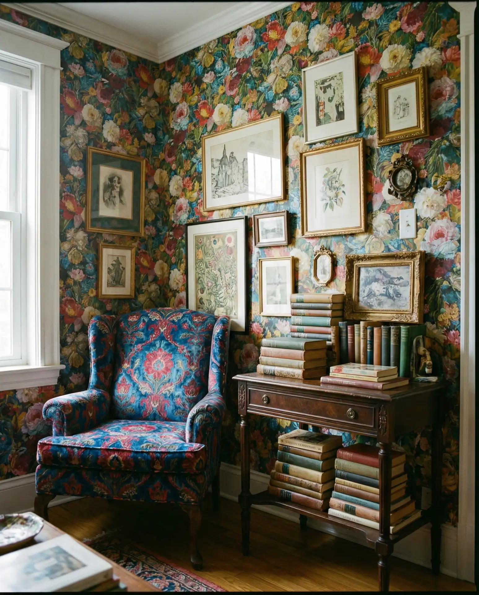 Eclectic Corner with Vintage Finds and Bold Patterns 1
