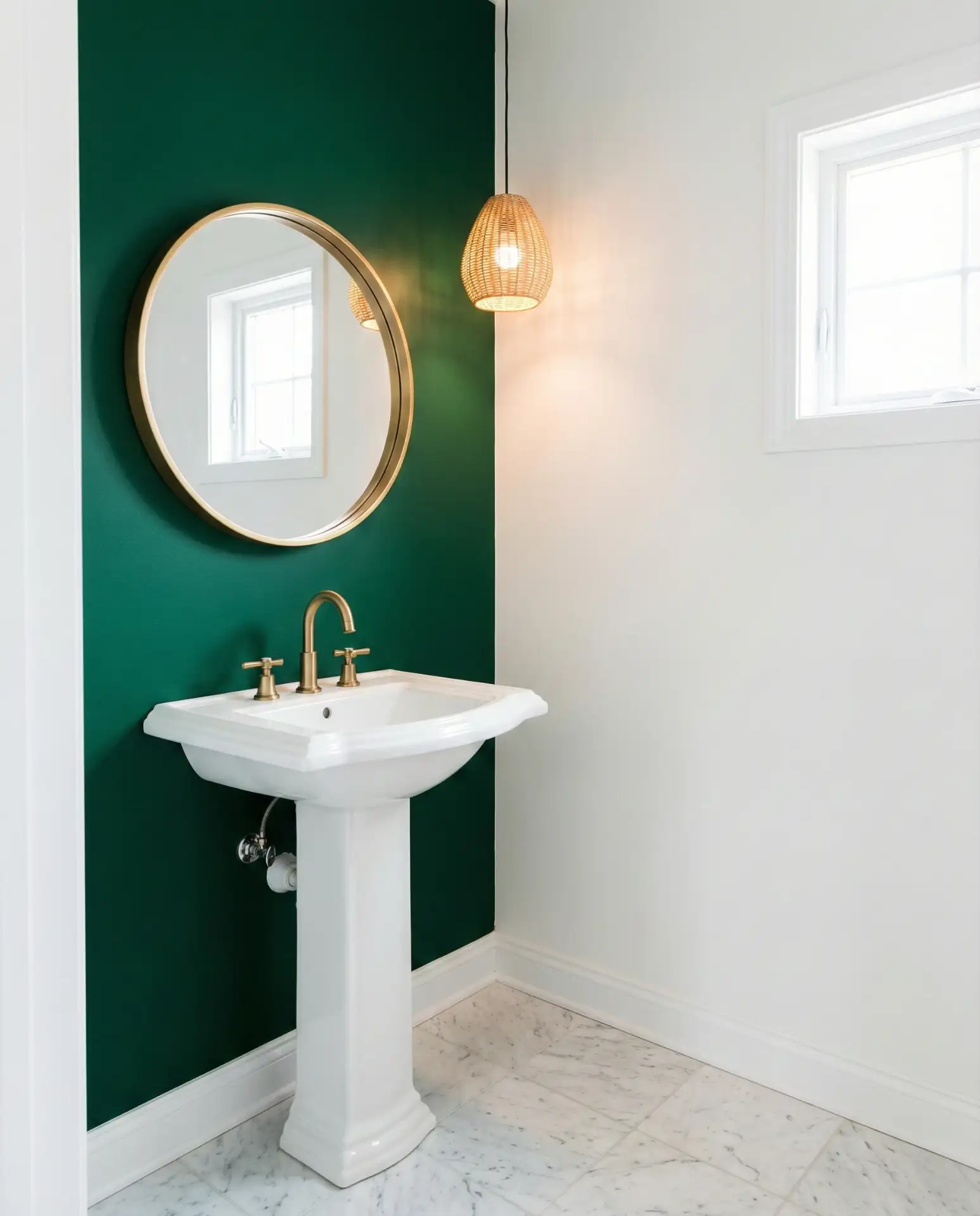 Emerald Accent Wall with Gold Fixtures 1