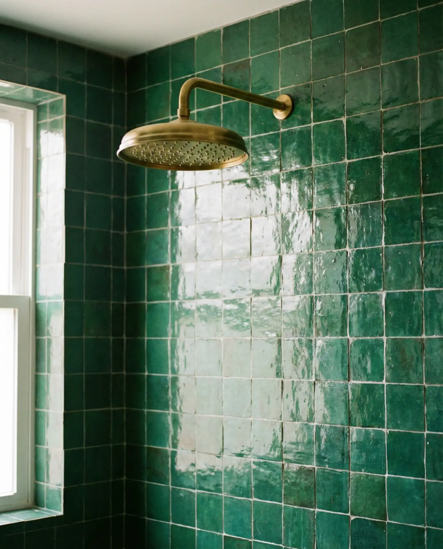Emerald Zellige Tile Feature Wall 1