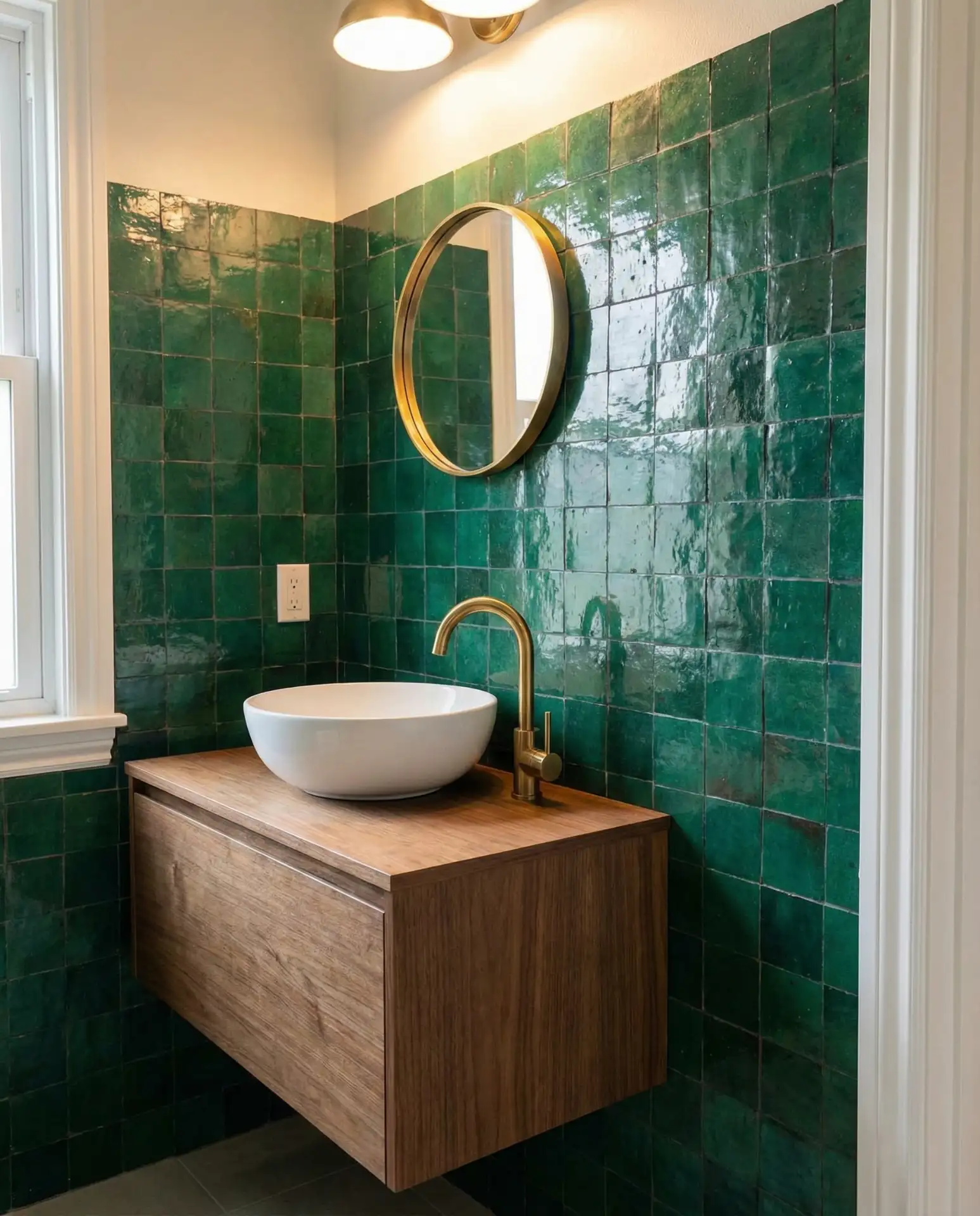 Emerald Zellige Tile Feature Wall 2
