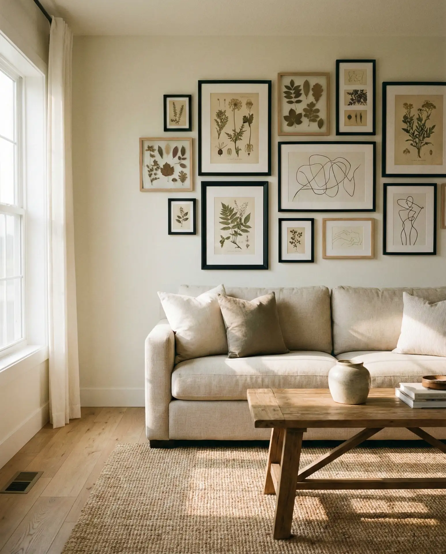 Farmhouse Gallery Wall with Mixed Frames 1
