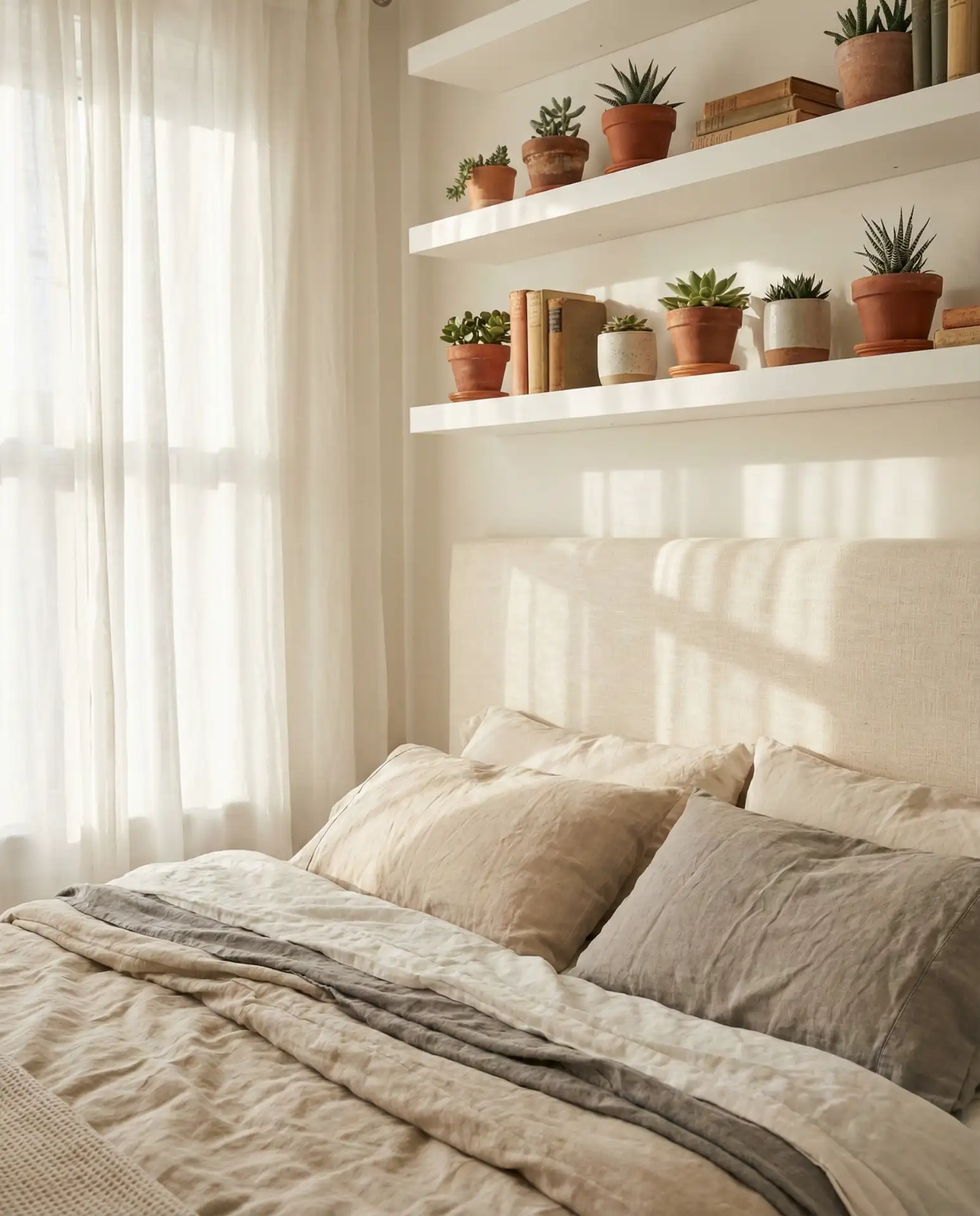 Floating Shelves Above the Bed for Smart Storage 1