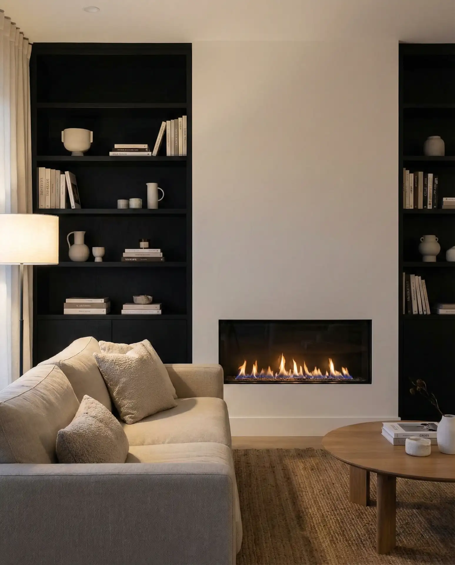 Floor-to-Ceiling Shelves Flanking a Fireplace 1