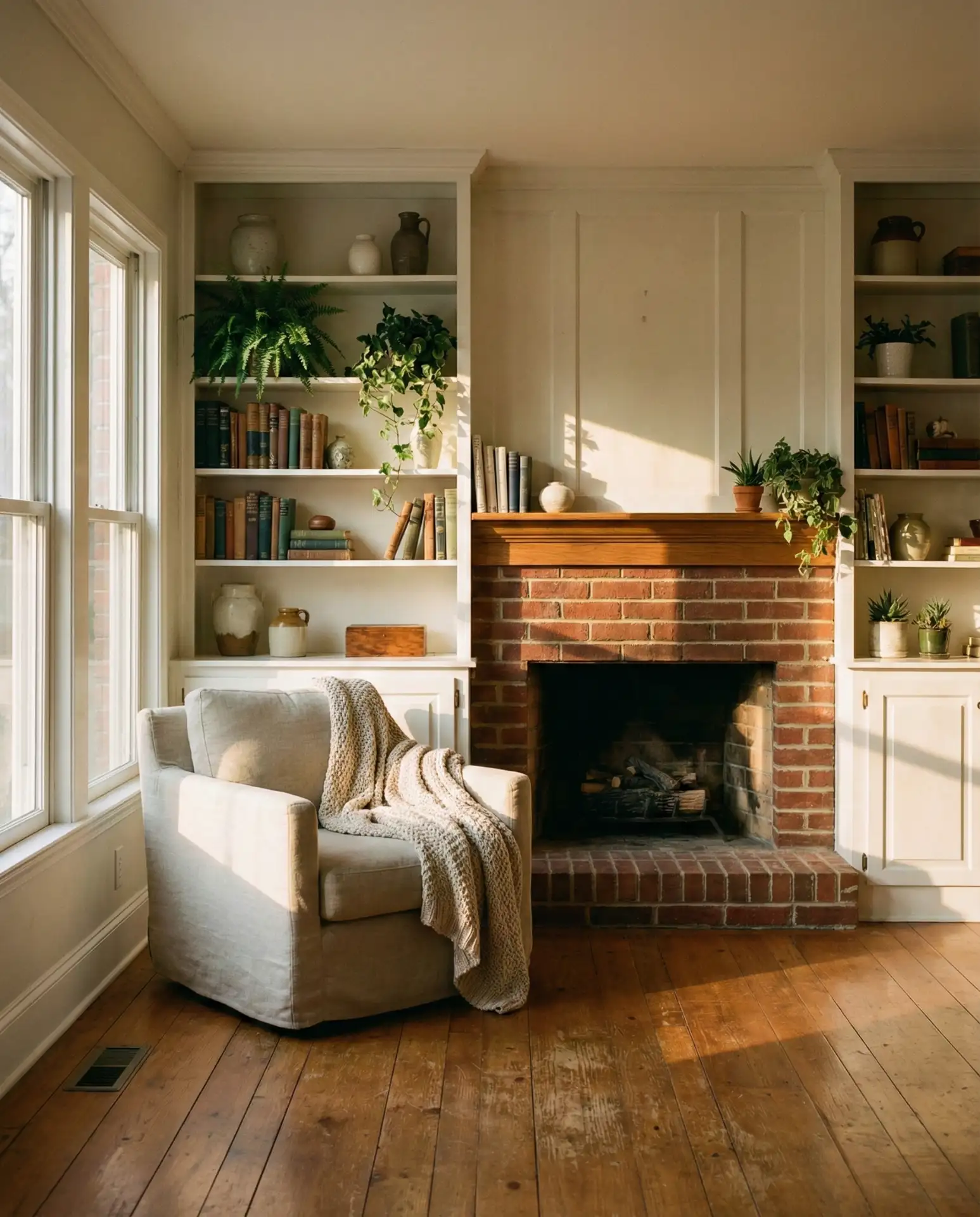 Floor-to-Ceiling Shelves Flanking a Fireplace 2