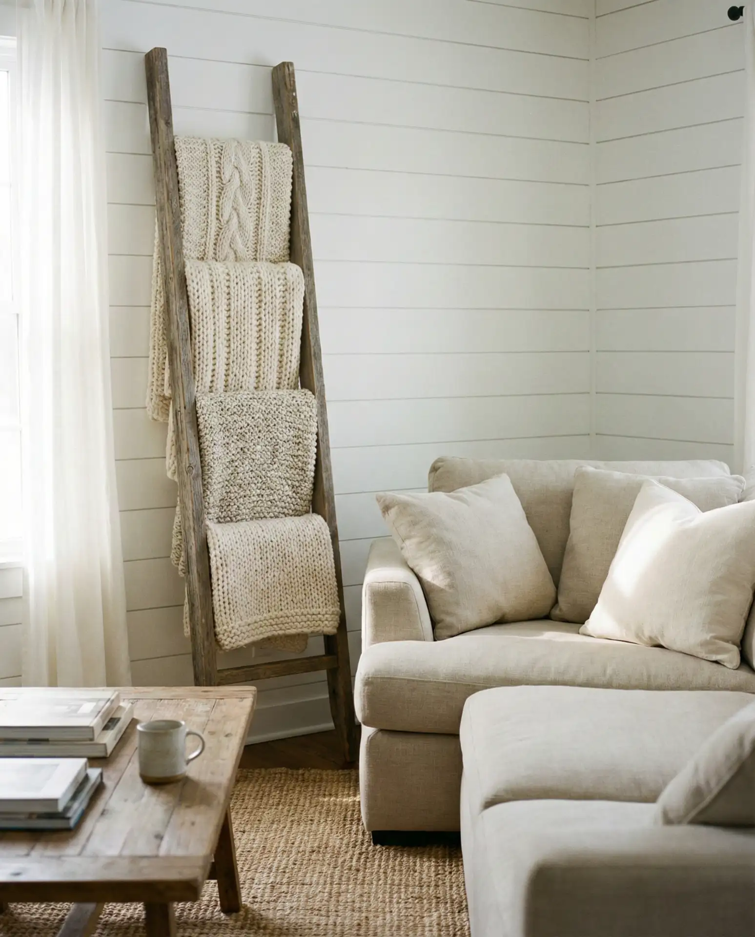 Freestanding Ladder Blanket Rack 1