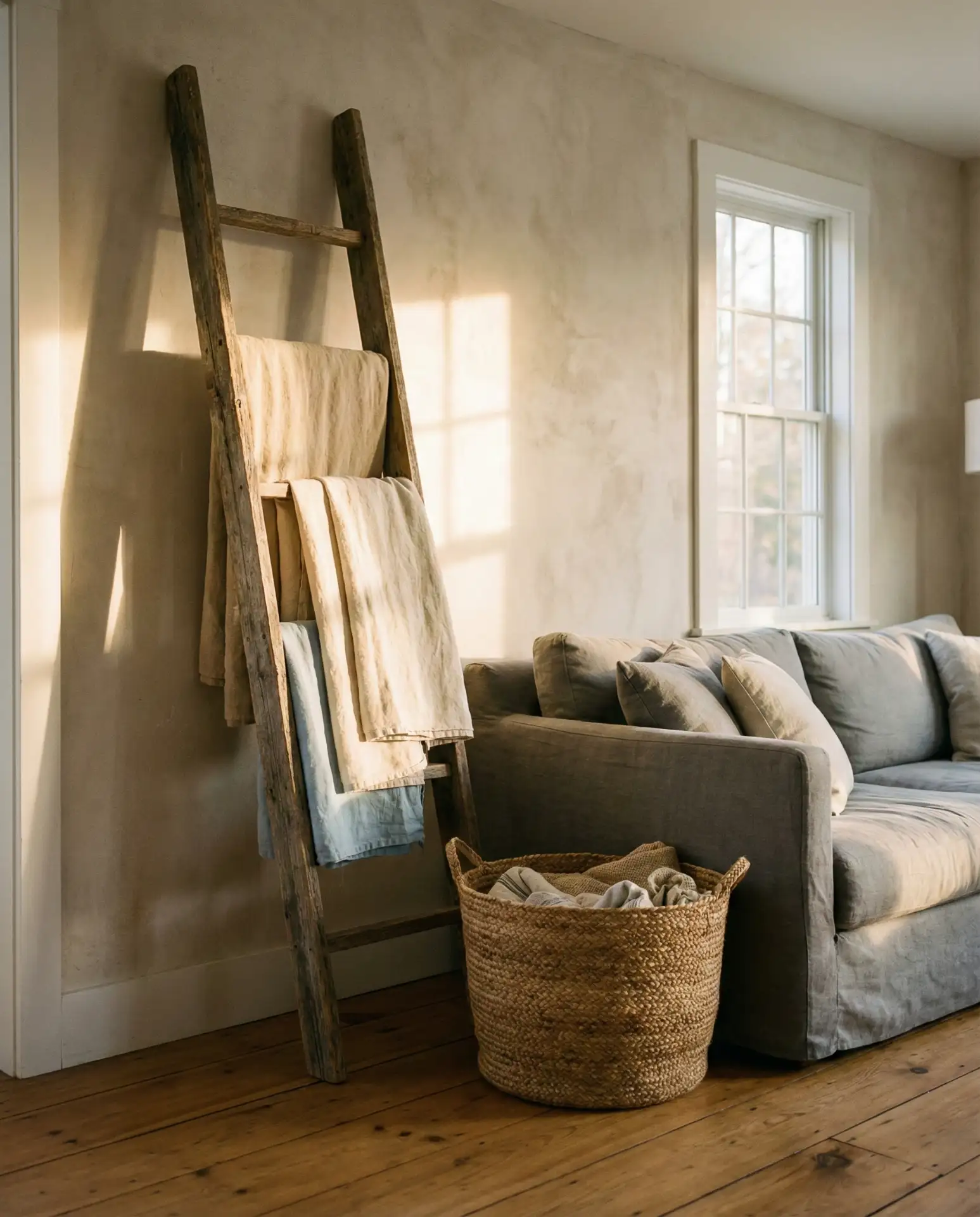 Freestanding Ladder Blanket Rack 2