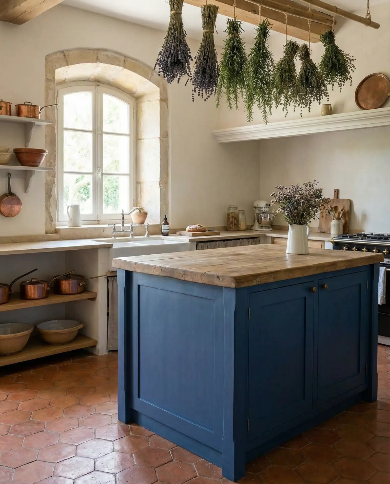 French Country Blue with Natural Wood Tones 1
