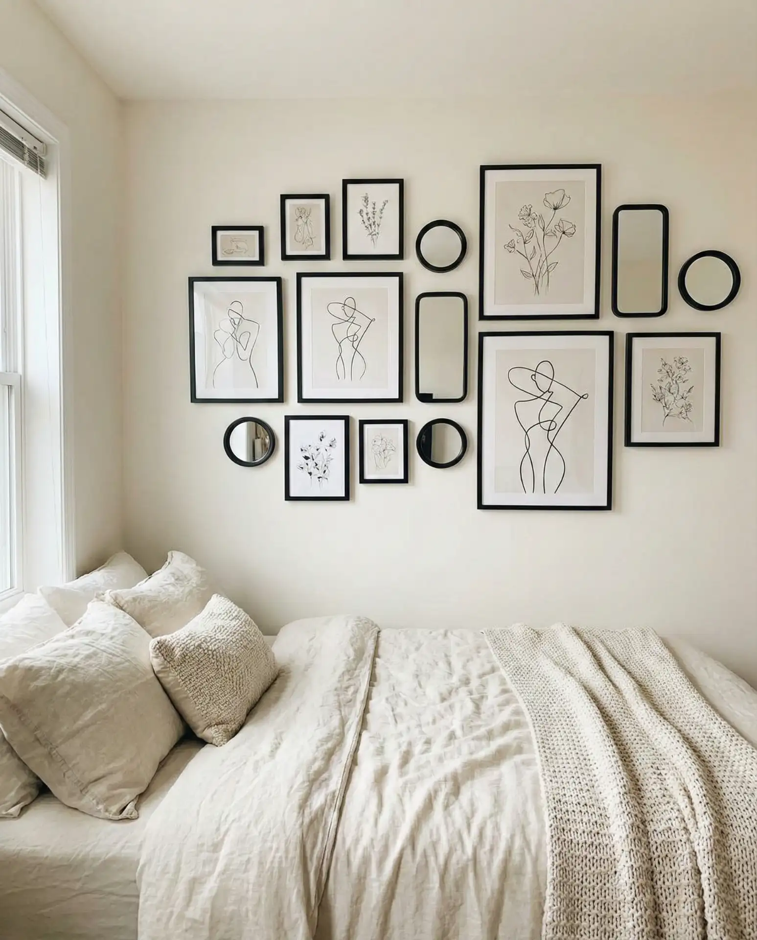 Gallery Wall of Framed Art and Mirrors 1