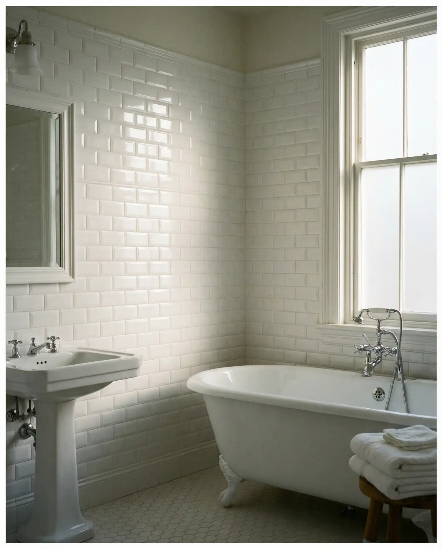 Glossy White Beveled Tiles for Classic Elegance 1
