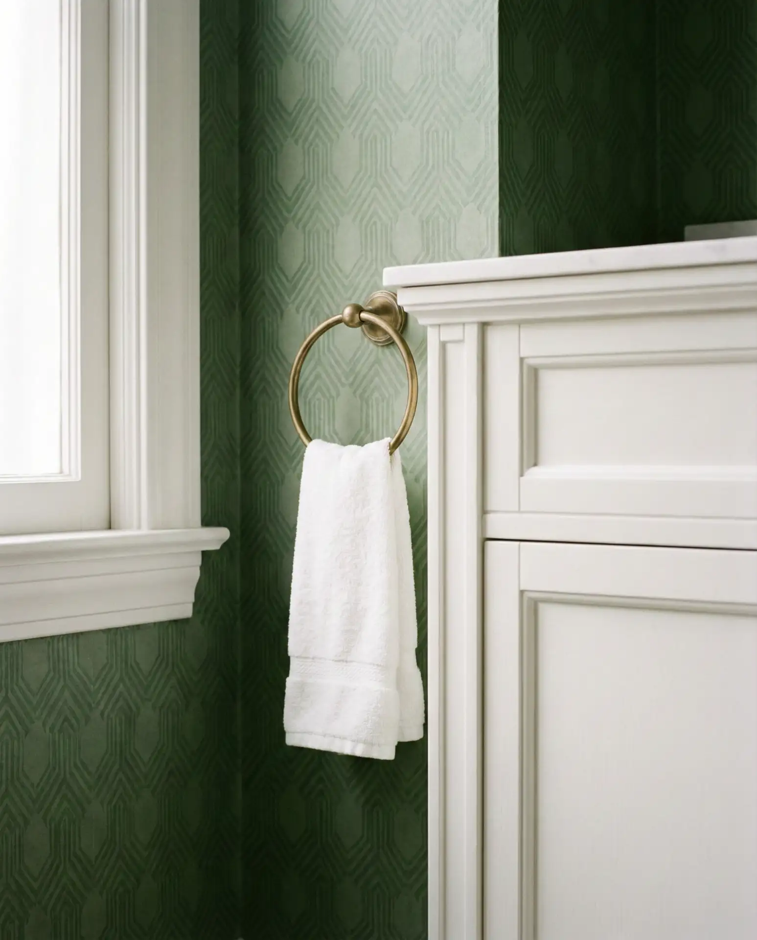 Green and Brass Vintage-Inspired Bathroom 2