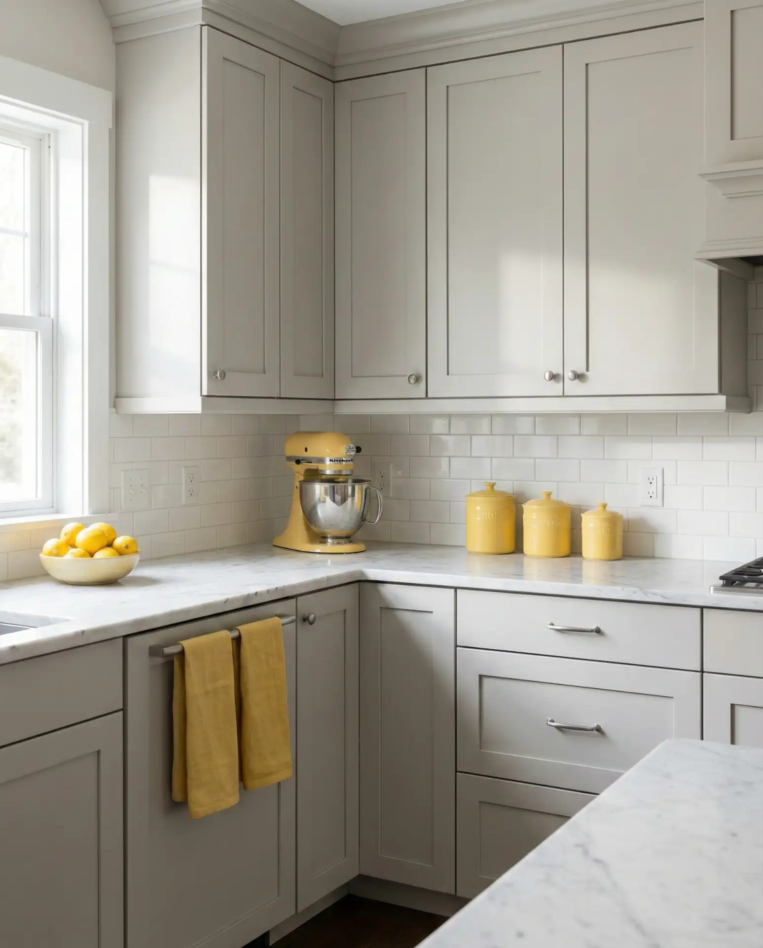 Grey and Yellow Contemporary Kitchen 2