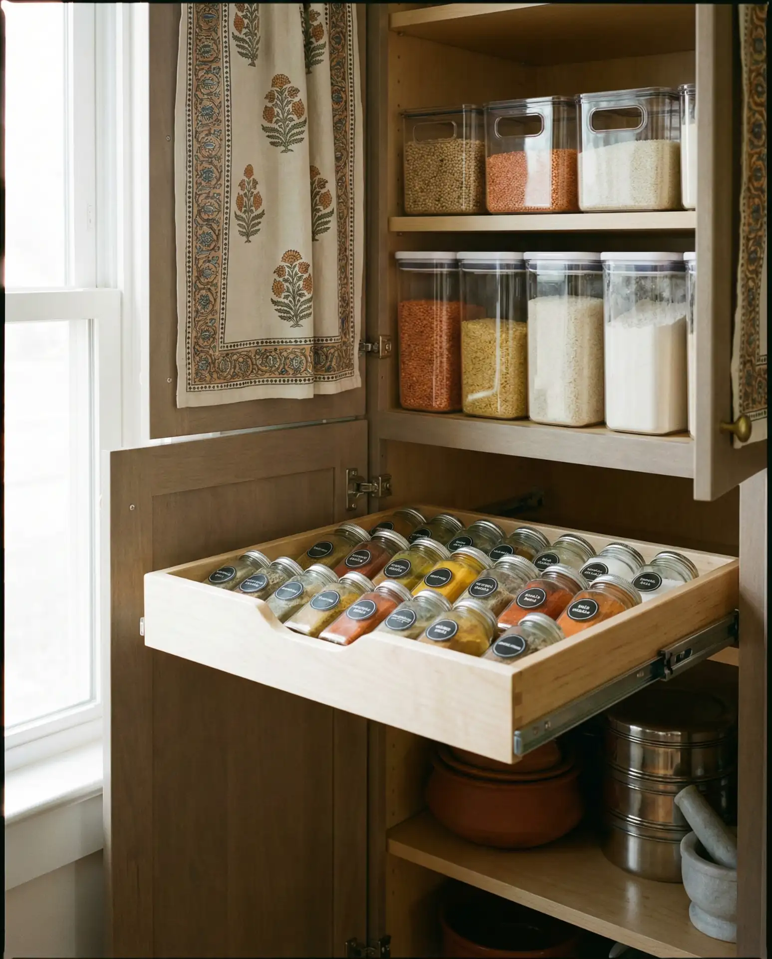 Indian Kitchen Pantry with Spice Organization 1